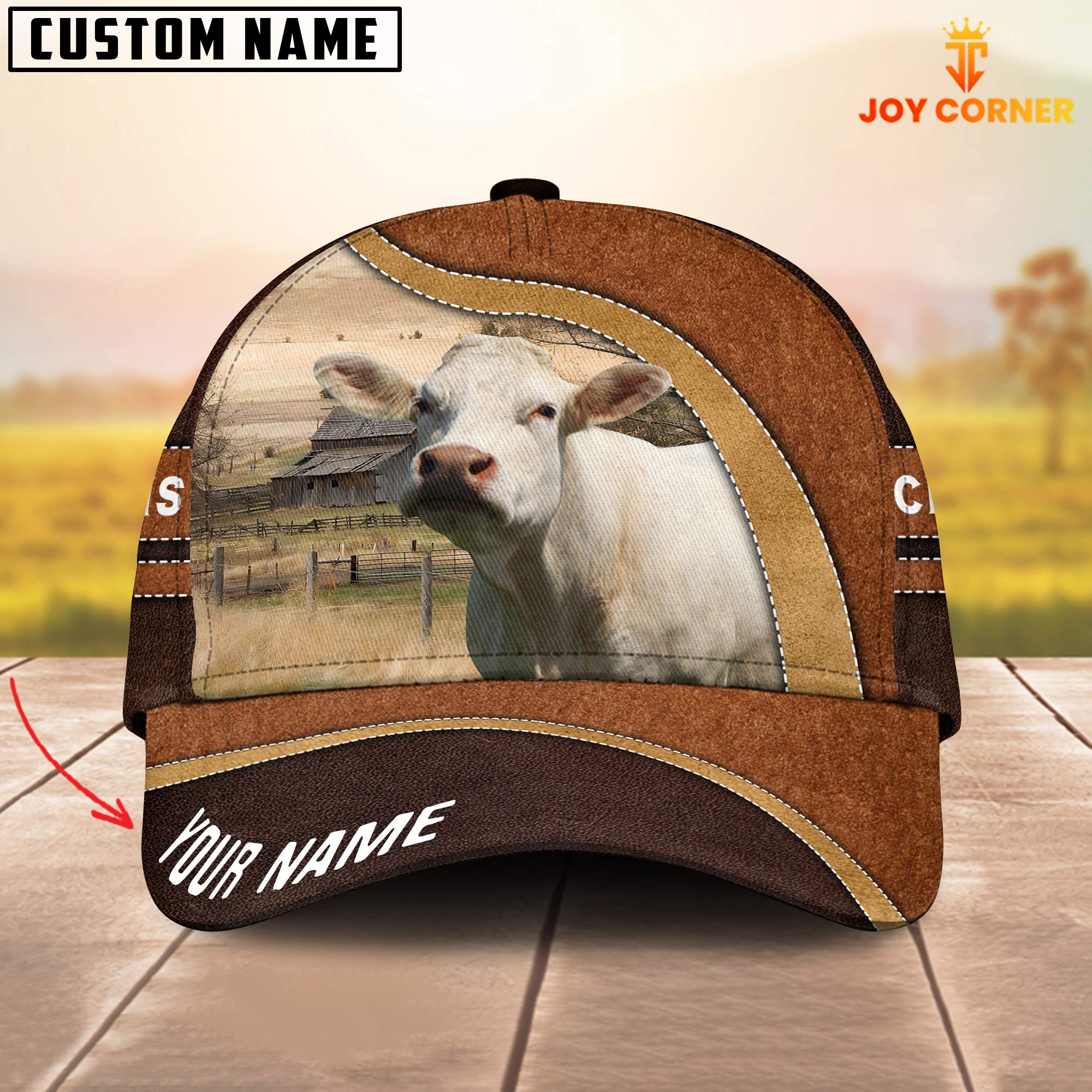 Charolais No Horn Happy Face Customized Name Cap