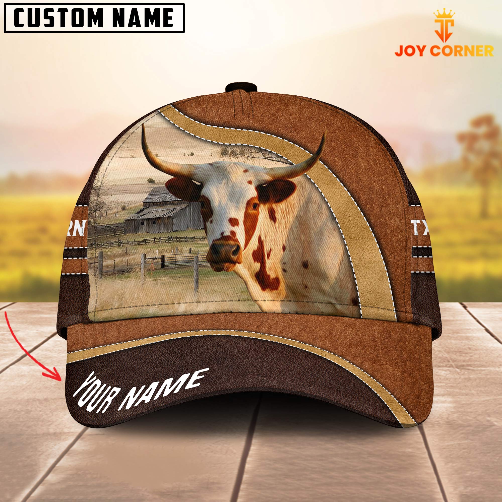 Texas Longhorn Happy Face Customized Name Cap