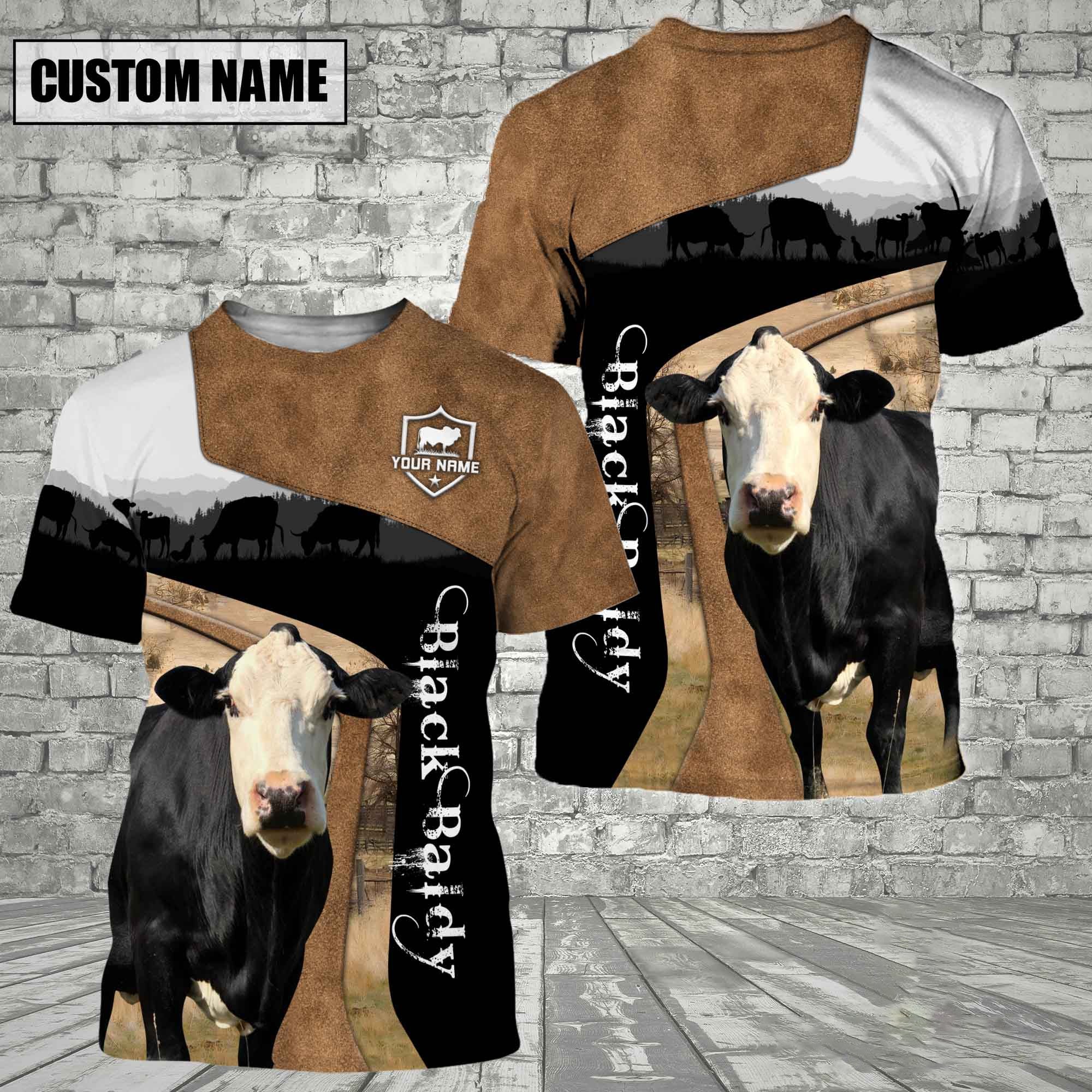 Black Baldy Black Brown Customized Name 3D T-Shirt