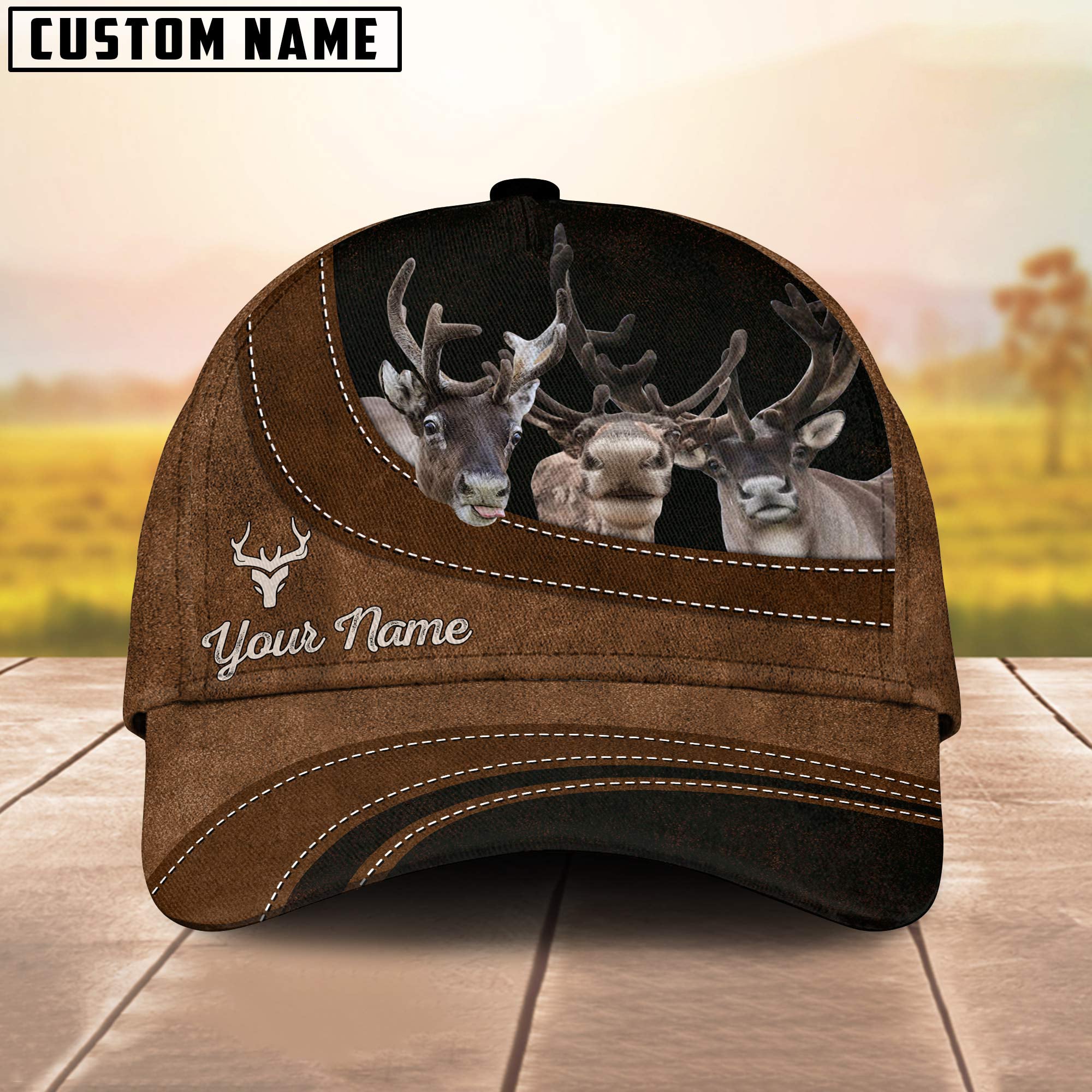 Reindeer Happiness Customized Name Cap