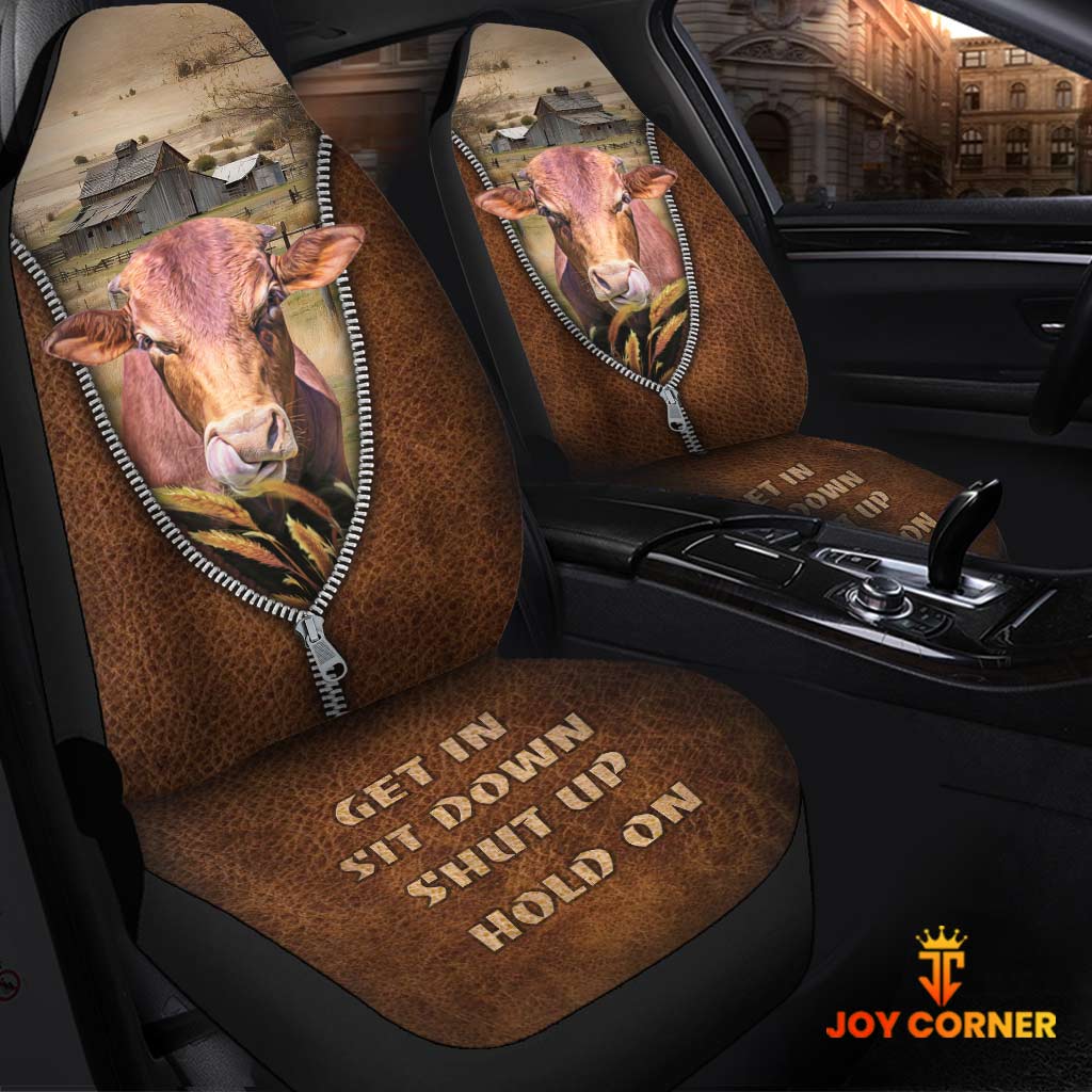 Beefmaster Zipper Leather Pattern Car Seat Covers Universal Fit (2Pcs)
