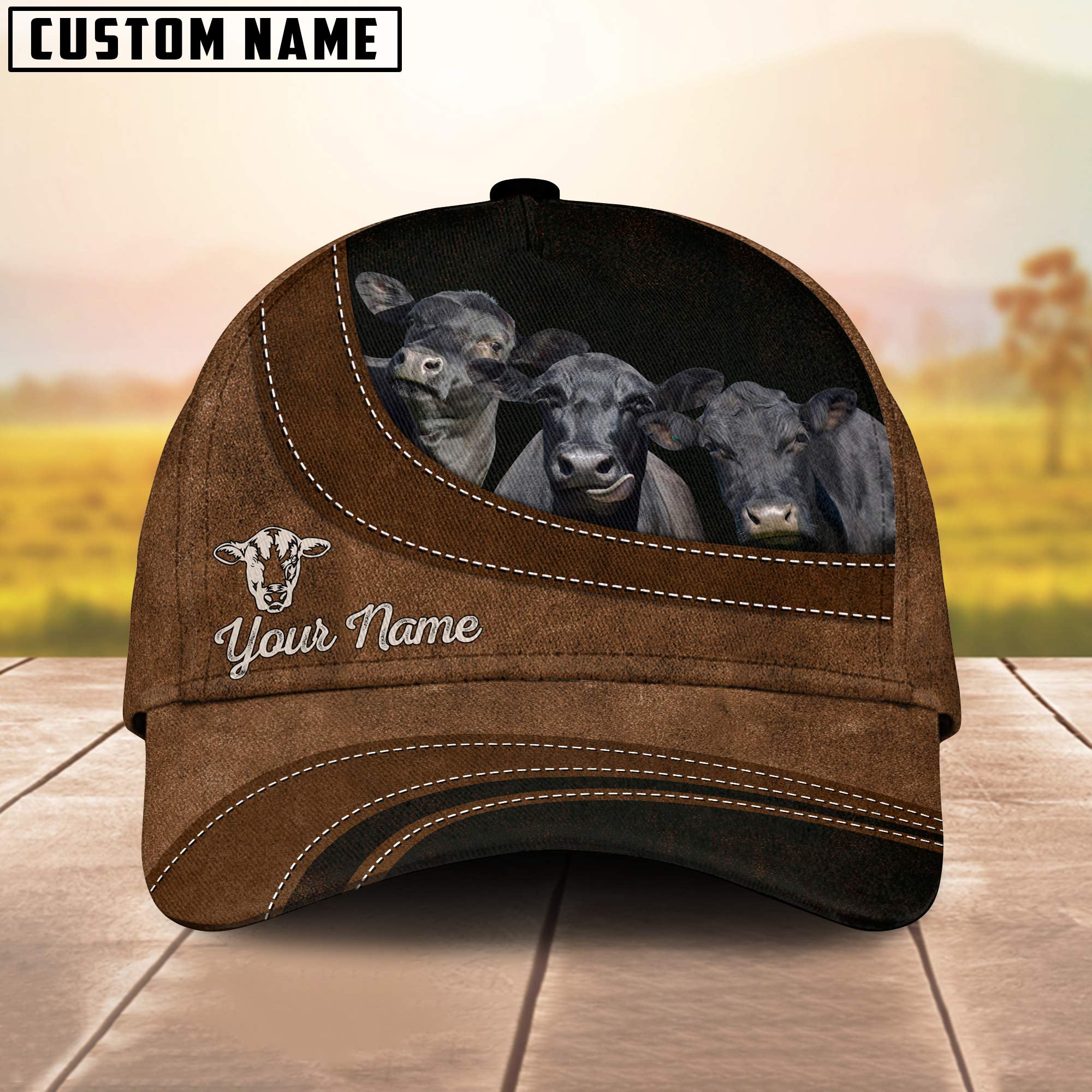 Black Angus Happiness Customized Name Cap