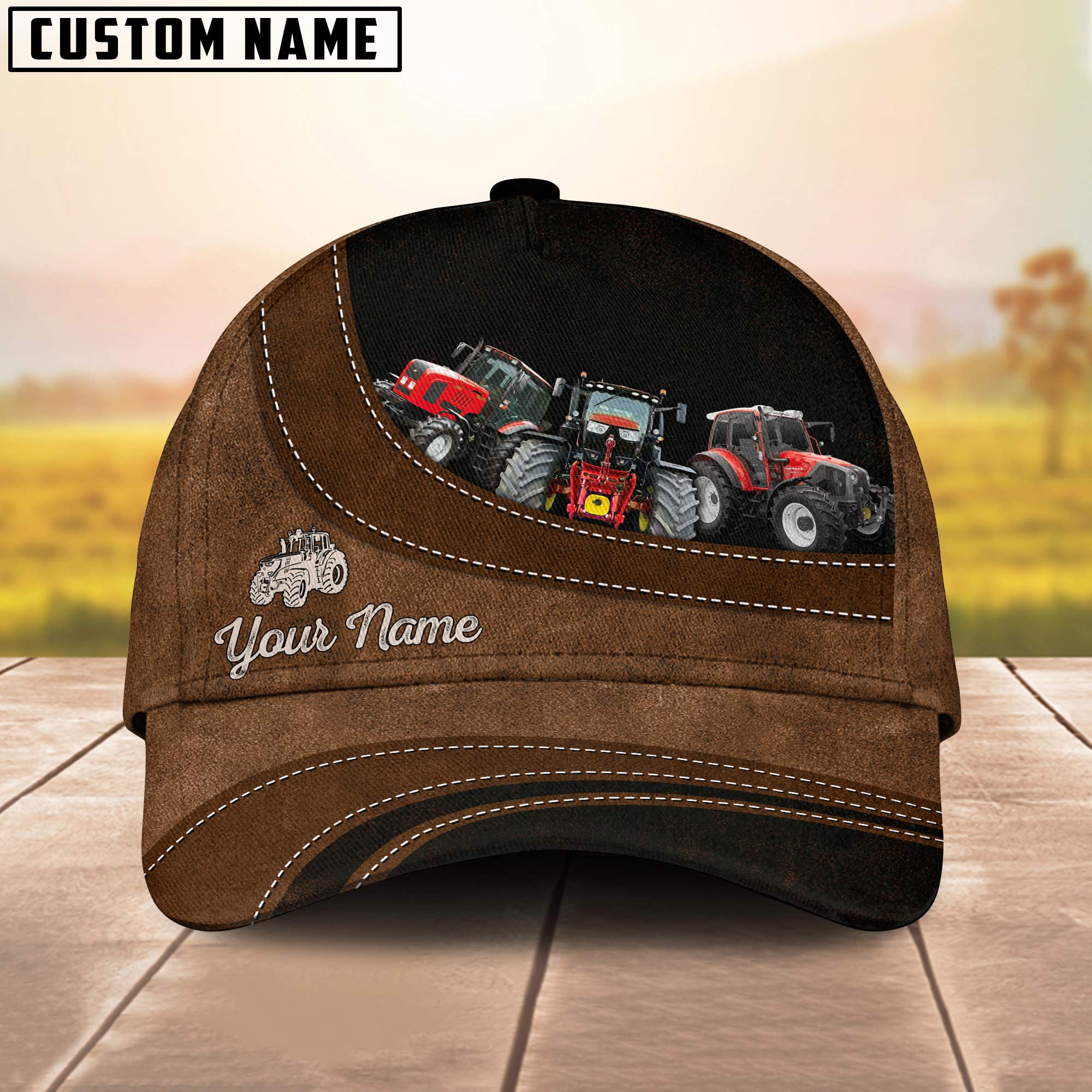 Red Tractor Happiness Customized Name Cap