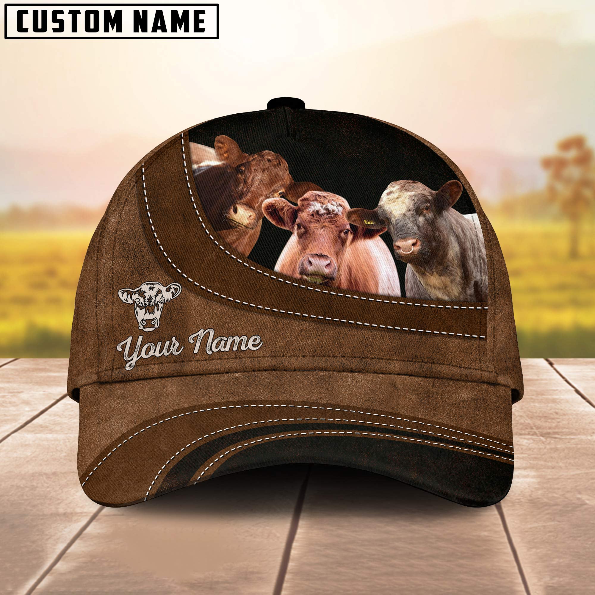 Shorthorn Happiness Customized Name Cap