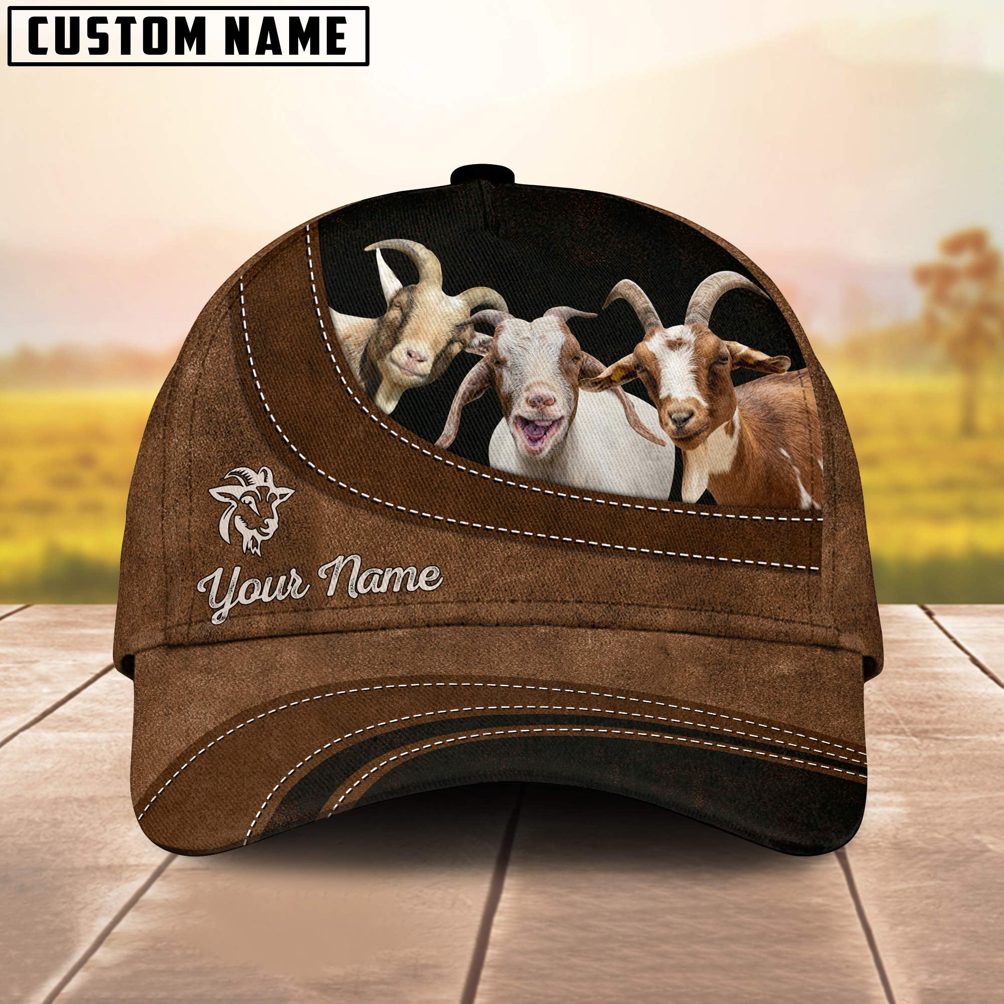 Goat Happiness Customized Name Cap