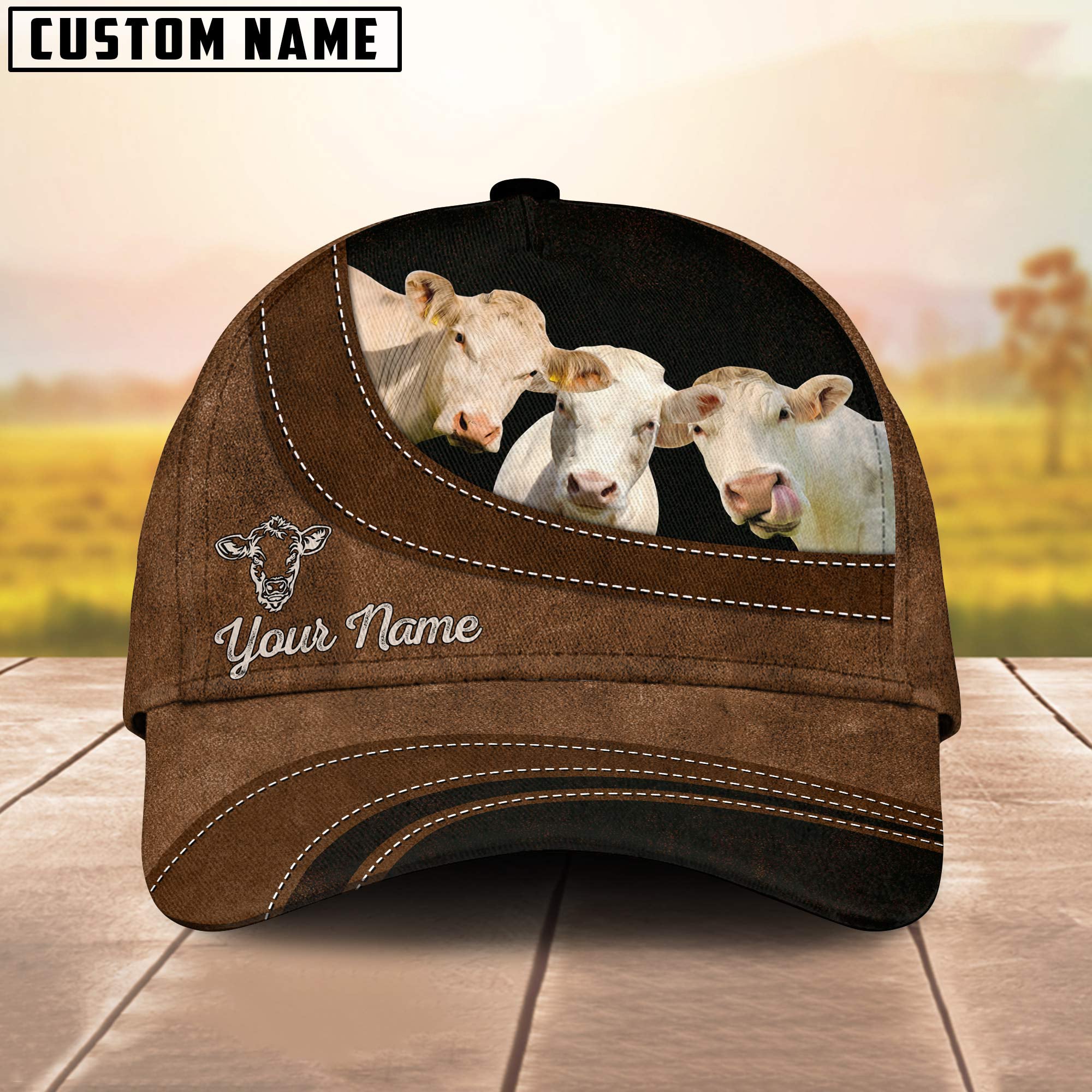 Charolais No Horn Happiness Customized Name Cap