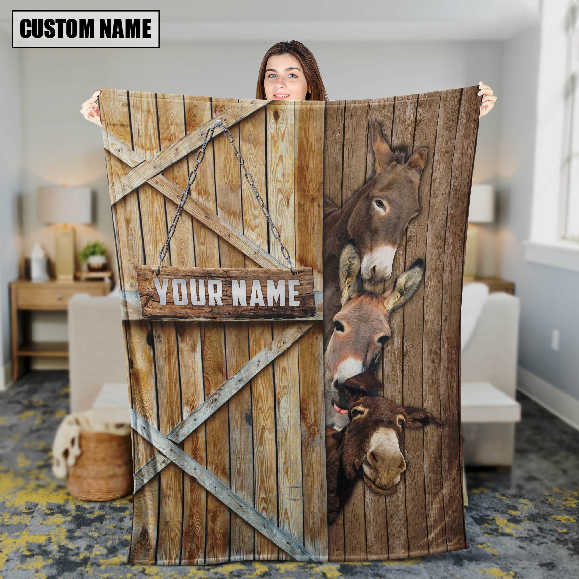 Personalized Name Donkey Barn Blanket