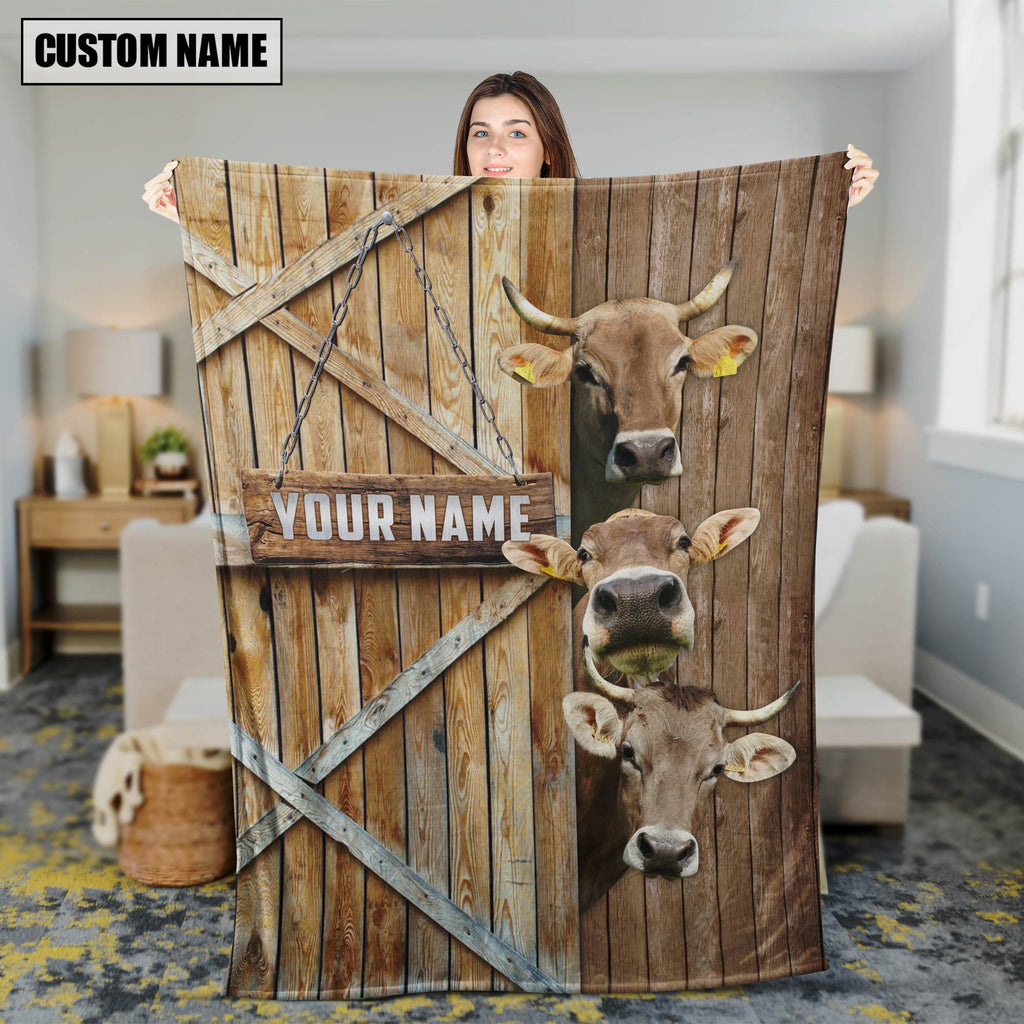Personalized Name Brown Swiss Barn Blanket
