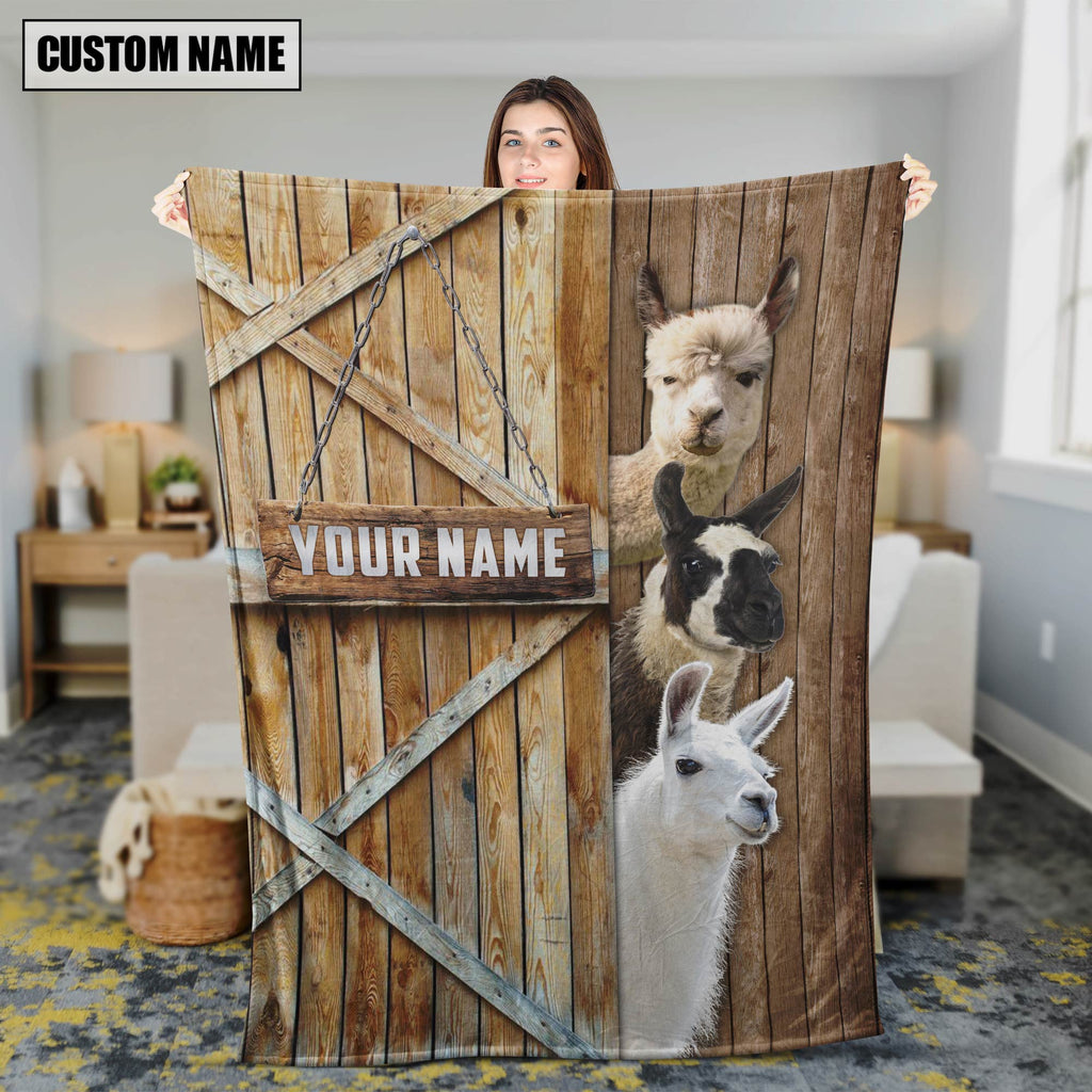Personalized Name Llama Barn Blanket
