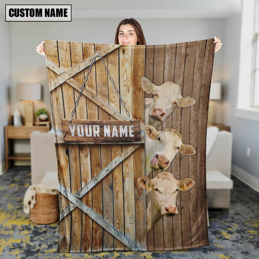 Personalized Name Charolais No Horn Barn Blanket