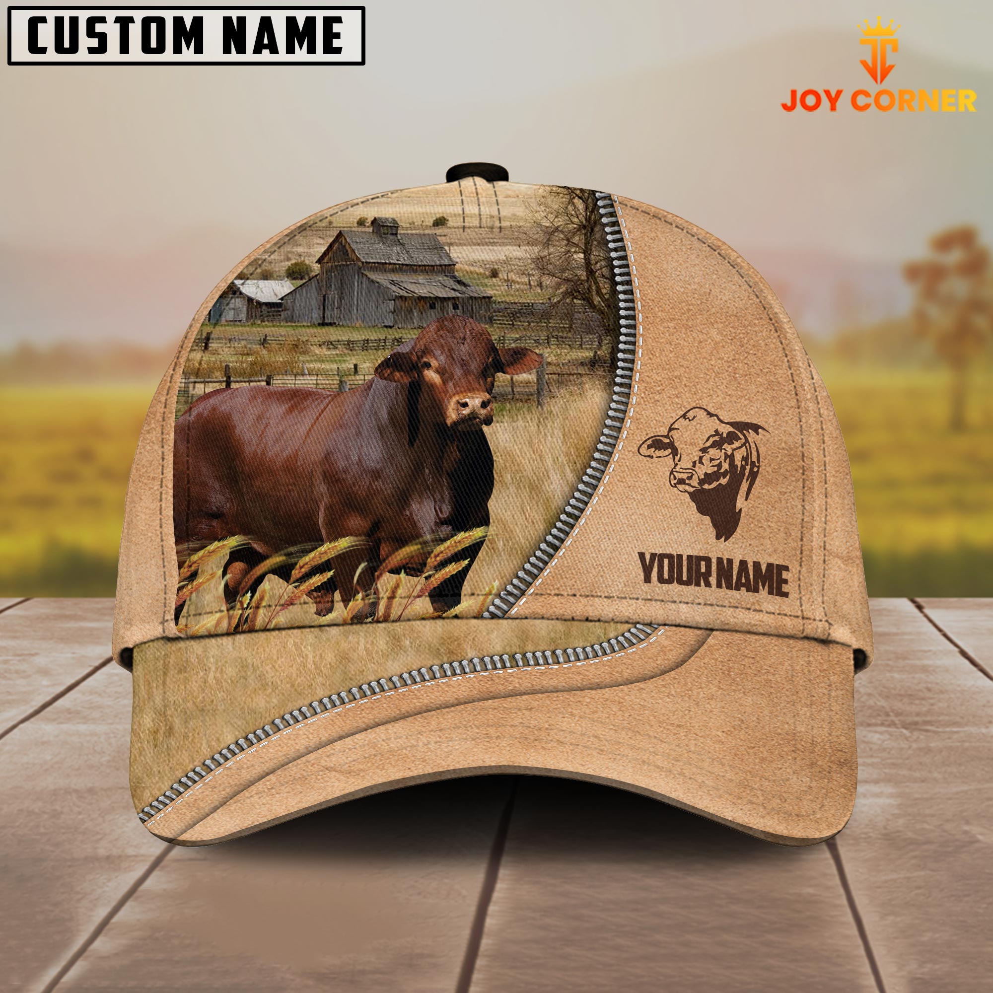Beefmaster Farming Light Brown Customized Name Cap