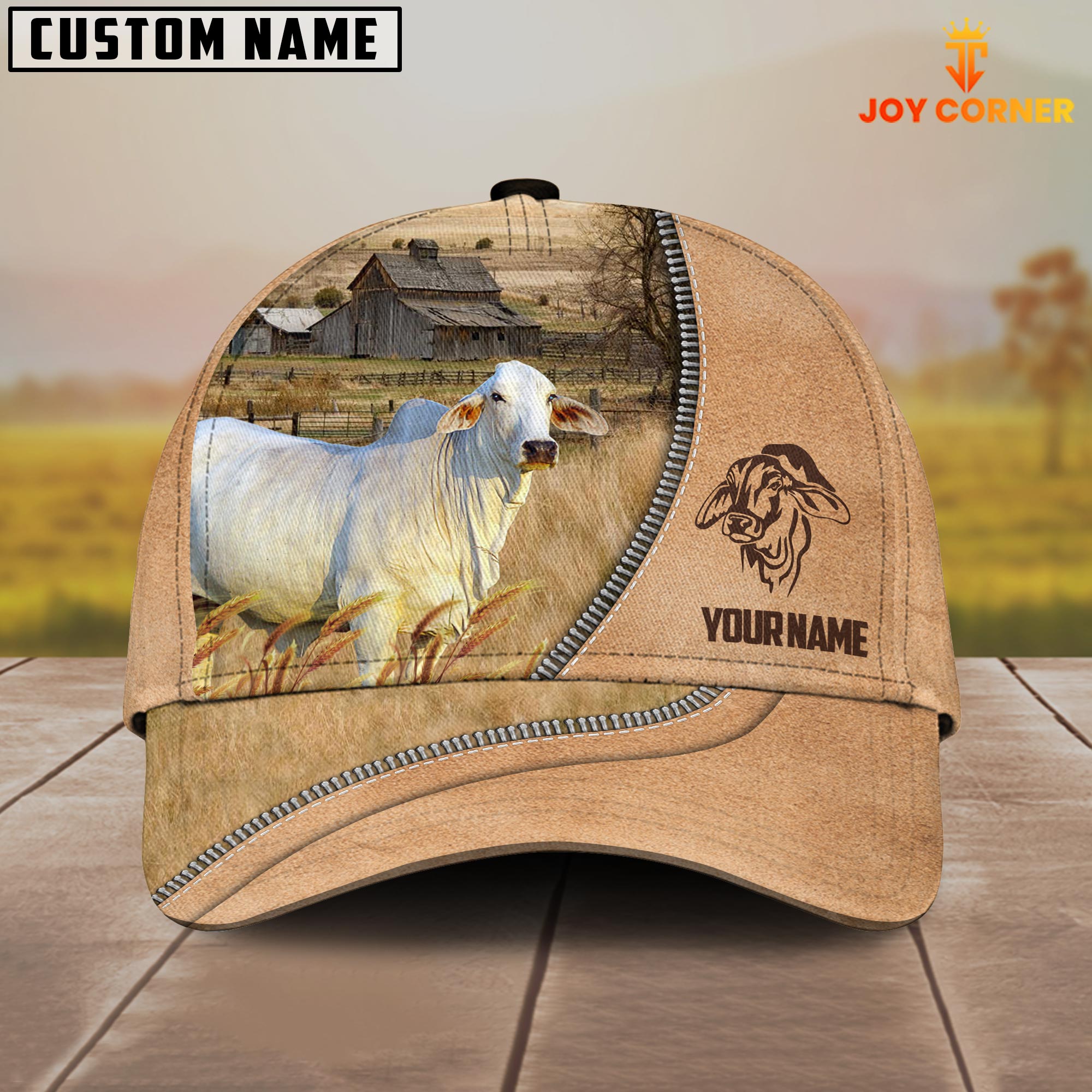 Brahman Farming Light Brown Customized Name Cap