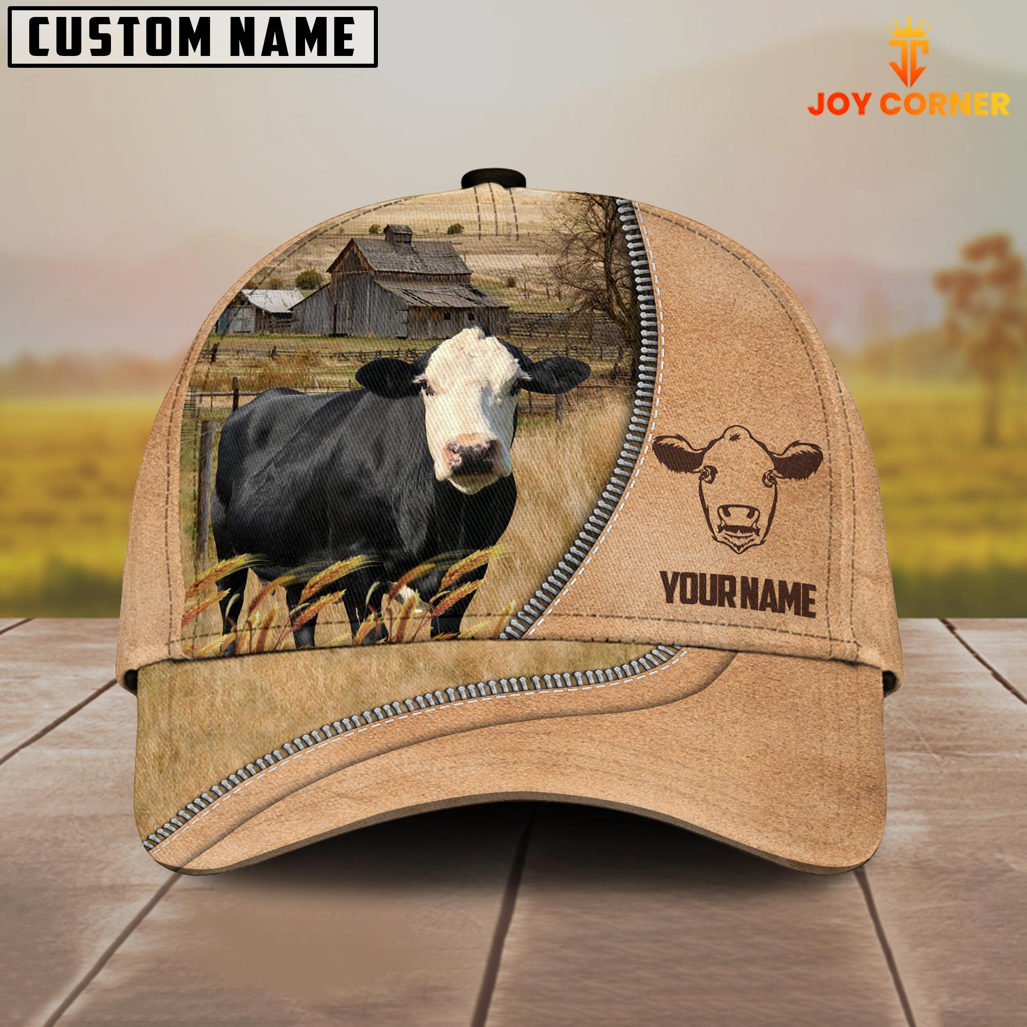 Black Baldy Farming Light Brown Customized Name Cap