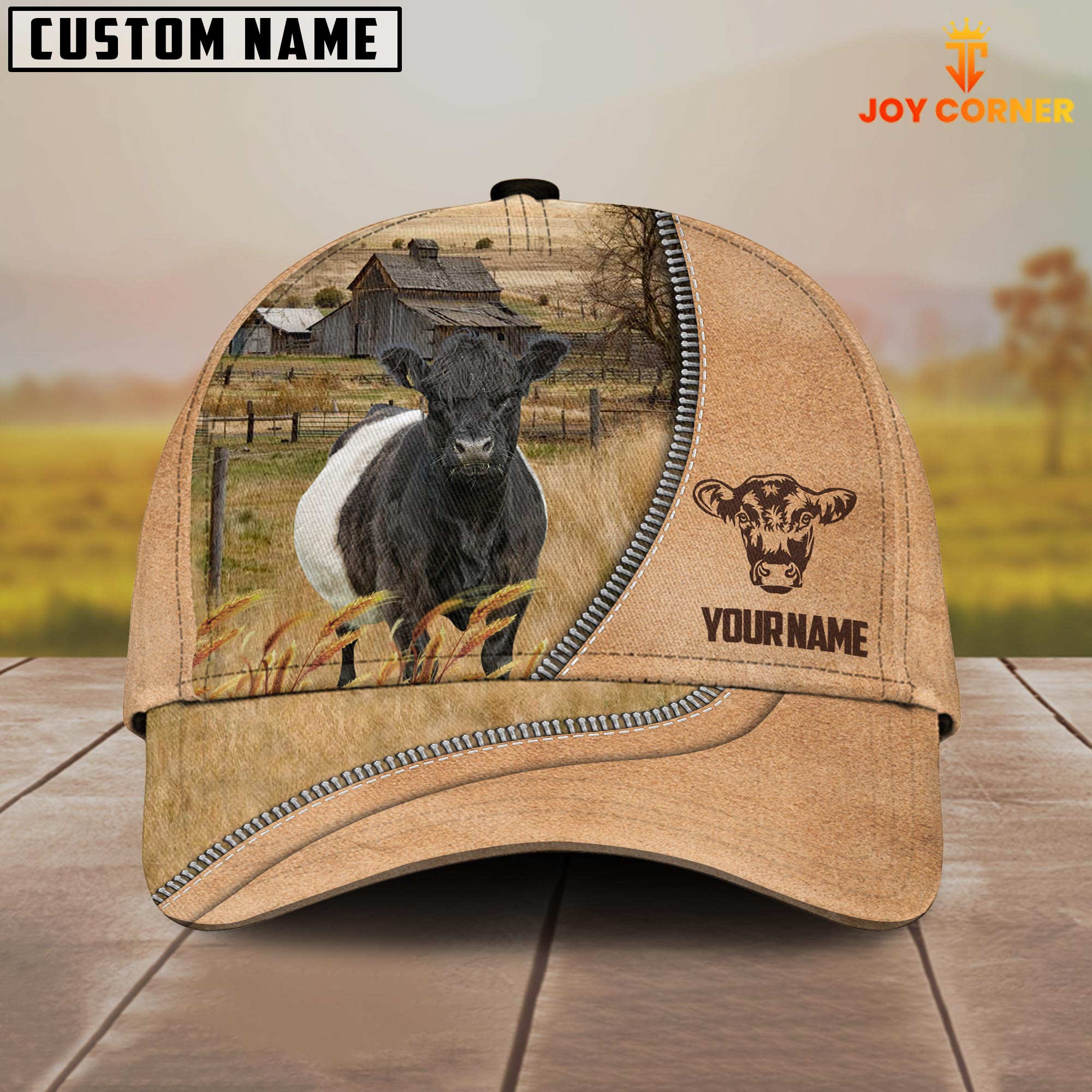 Belted Galloway Farming Light Brown Customized Name Cap