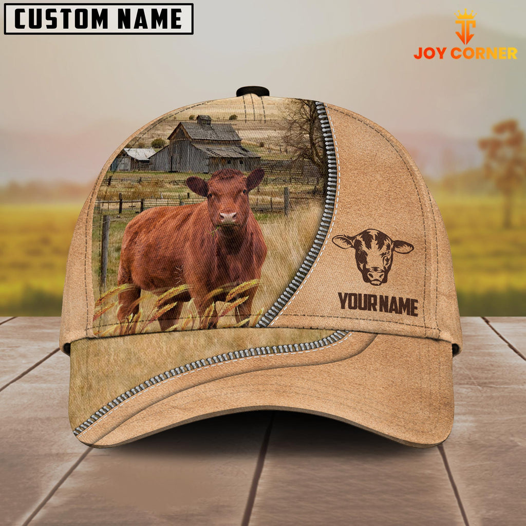 Red Angus Farming Light Brown Customized Name Cap