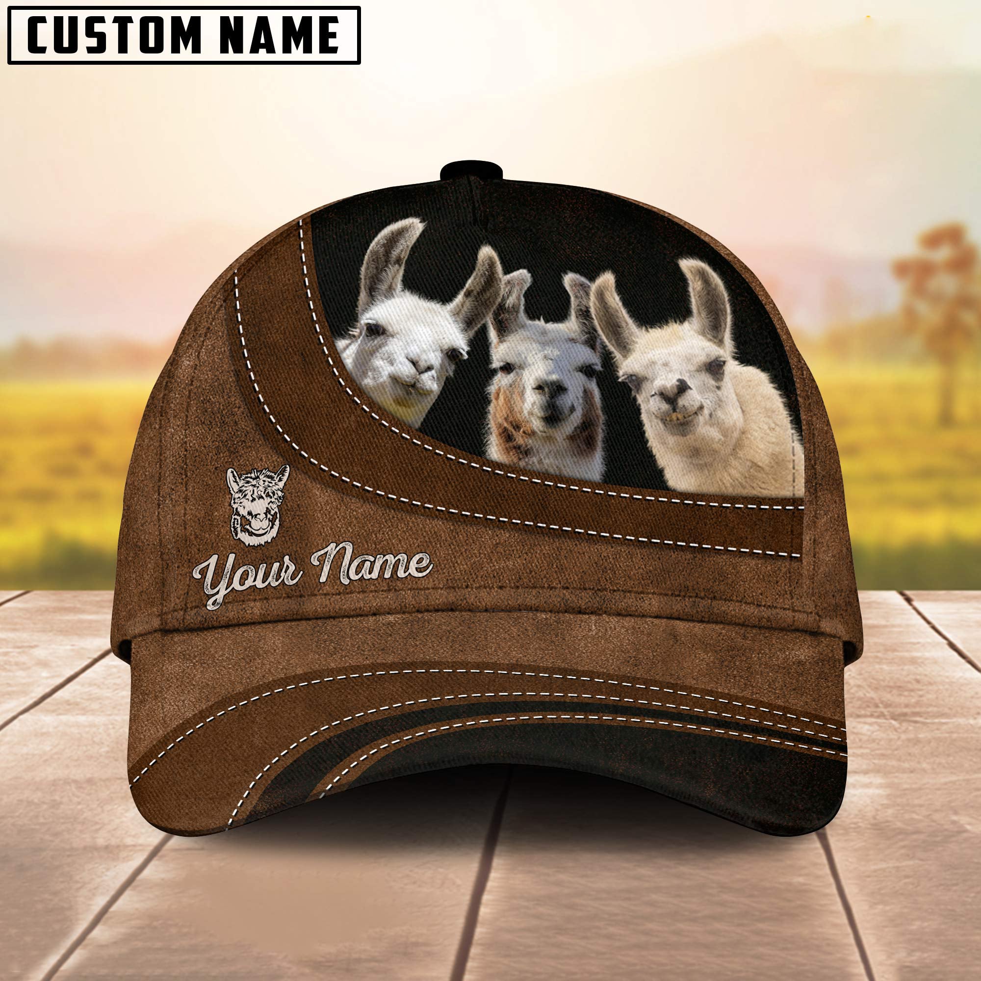 Llama Happiness Customized Name Cap