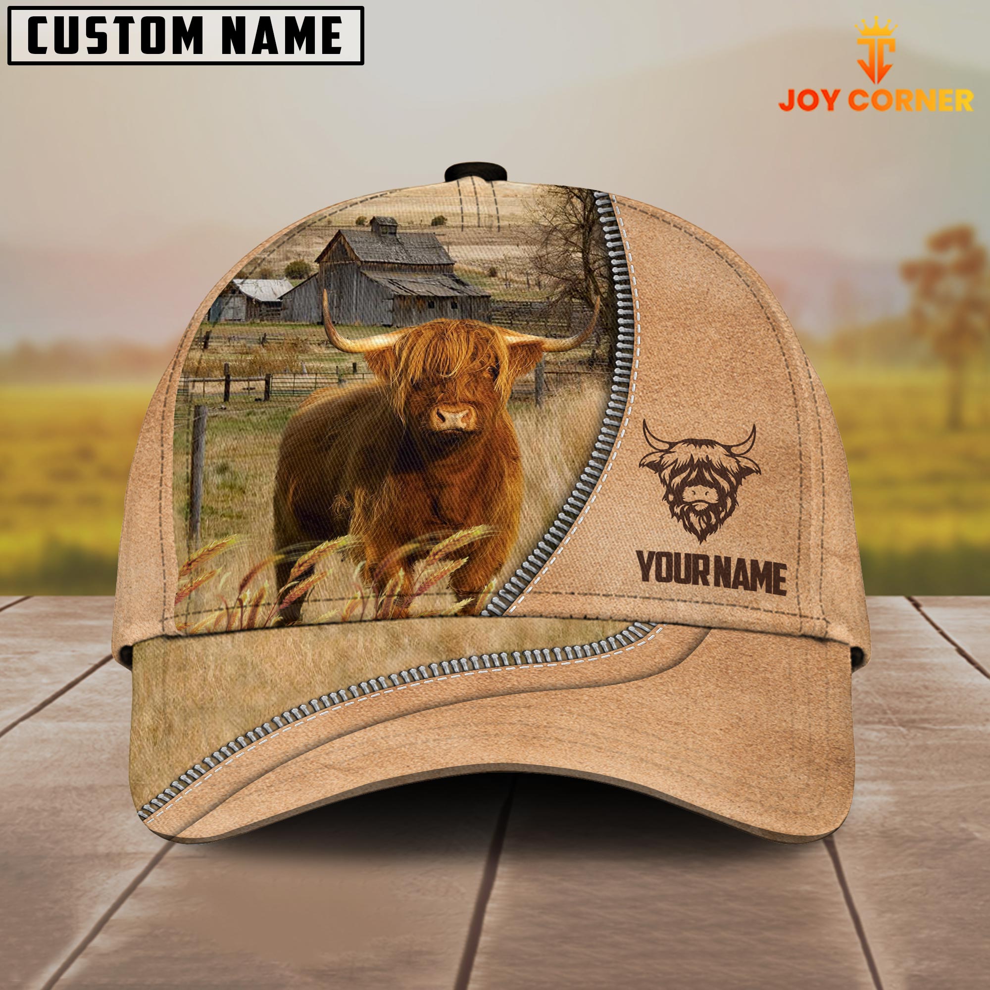 Highland Farming Light Brown Customized Name Cap