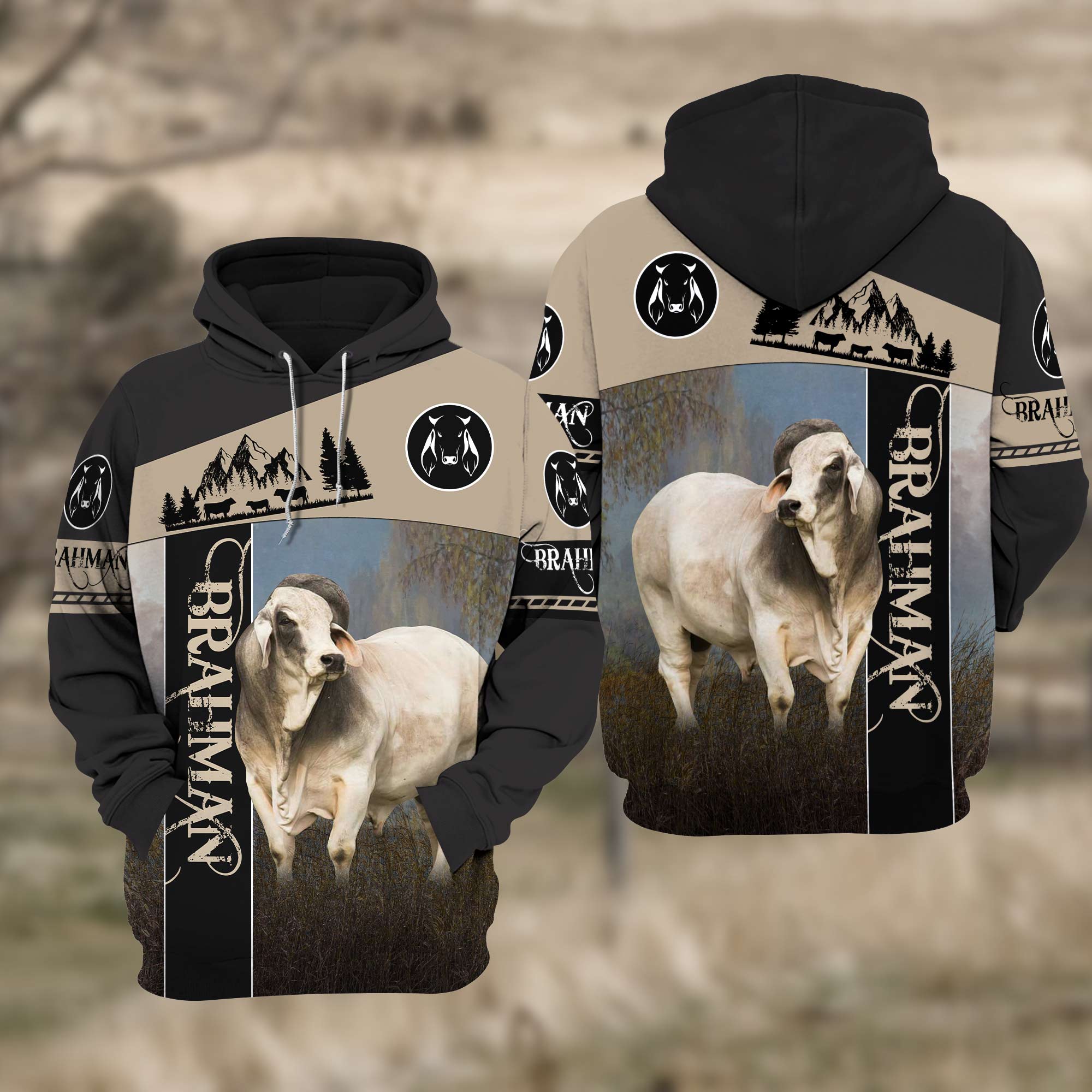 Brahman White Black Personalized 3D Hoodie