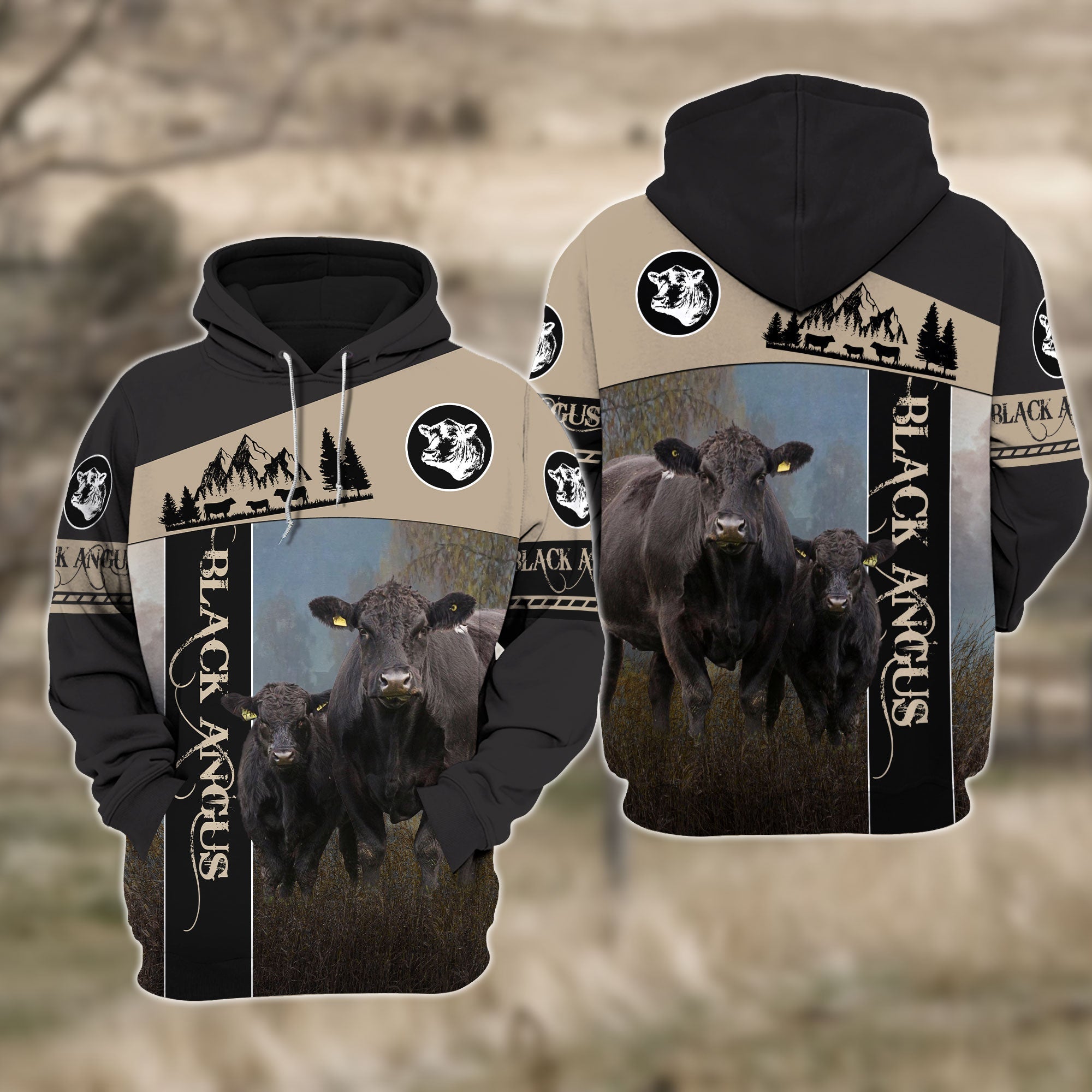 Black Angus White Black Personalized 3D Hoodie