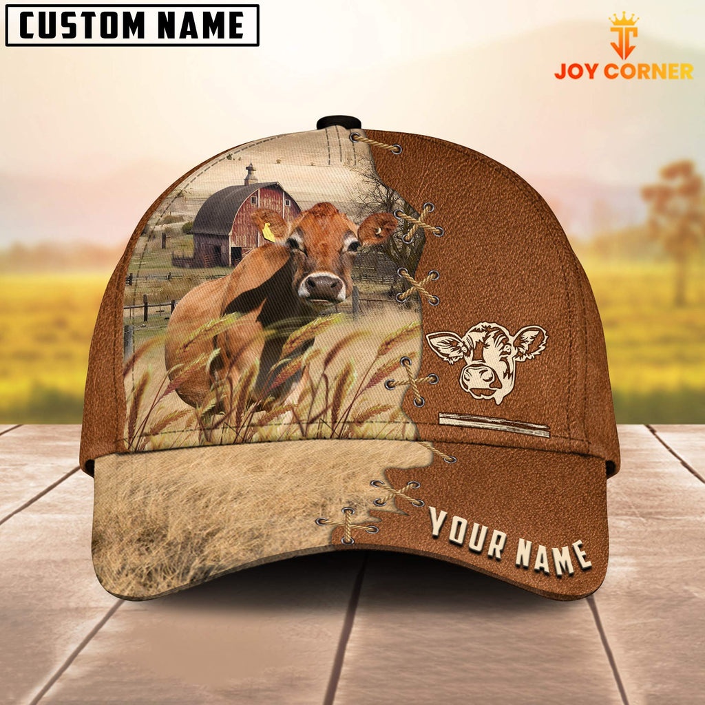 Jersey Custom Name Brown Leather Pattern Cap