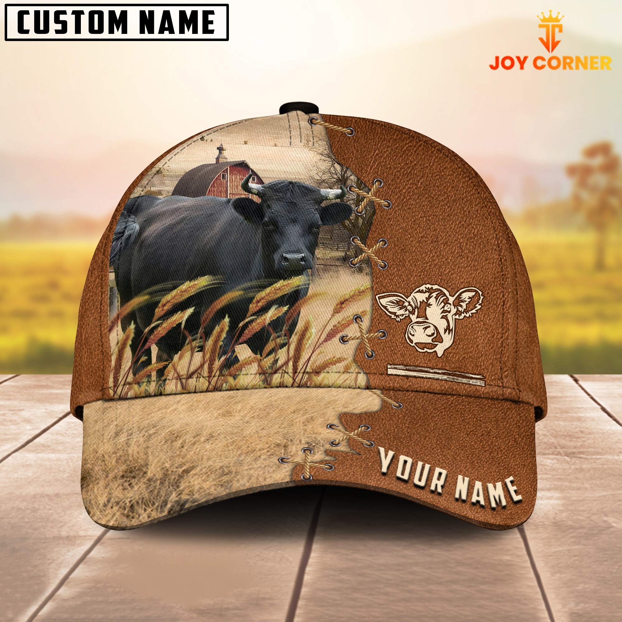 Dexter Custom Name Brown Leather Pattern Cap