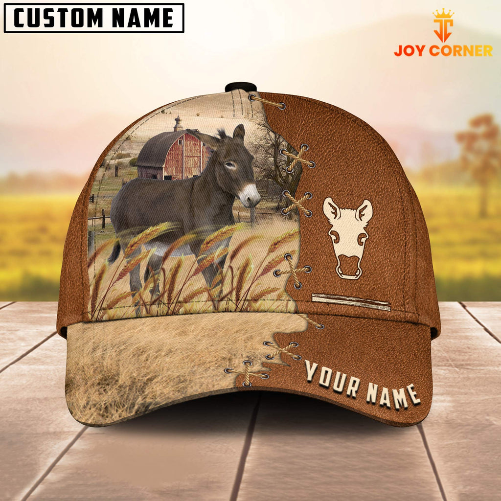 Donkey Custom Name Brown Leather Pattern Cap
