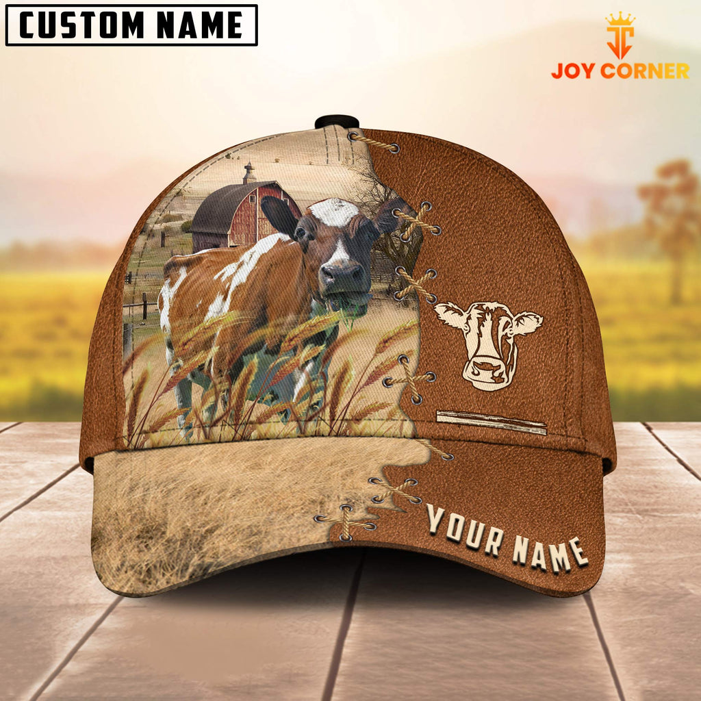 Ayrshire Custom Name Brown Leather Pattern Cap