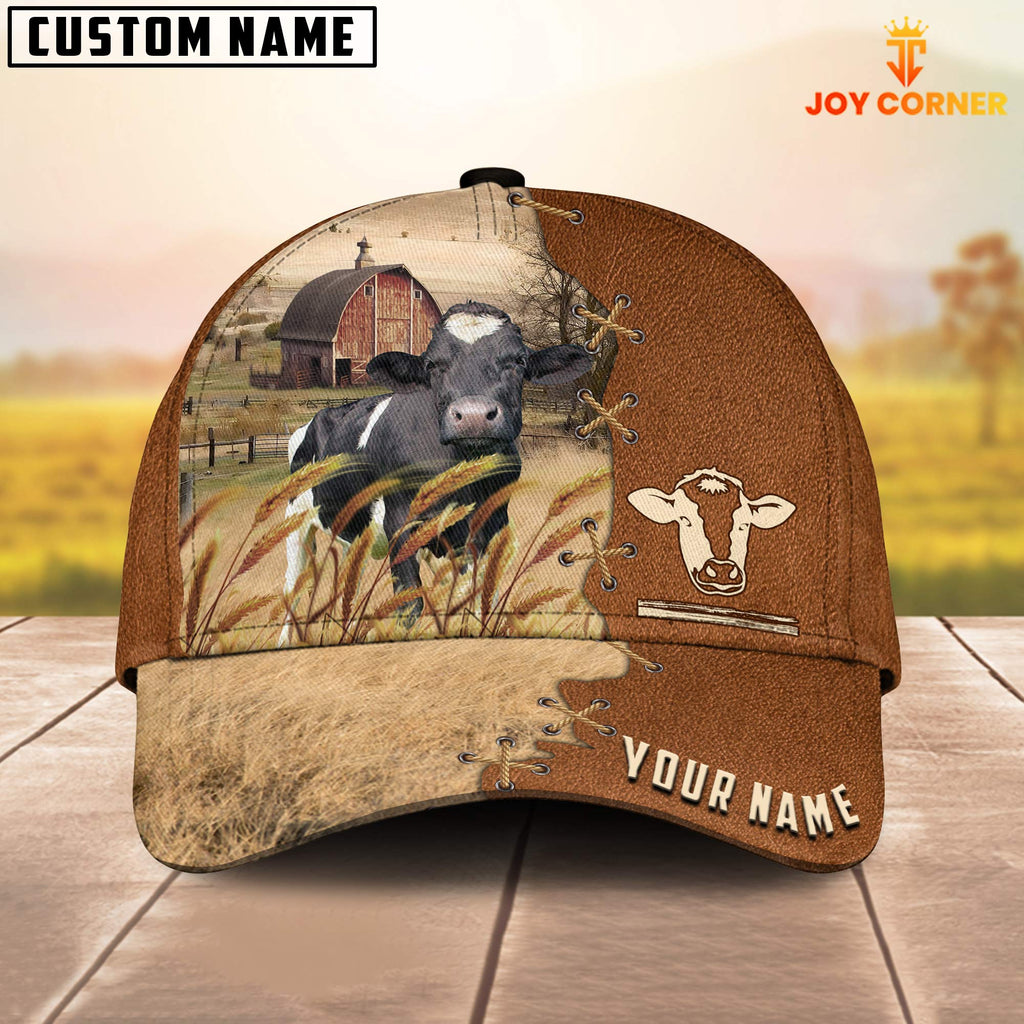 Holstein Custom Name Brown Leather Pattern Cap
