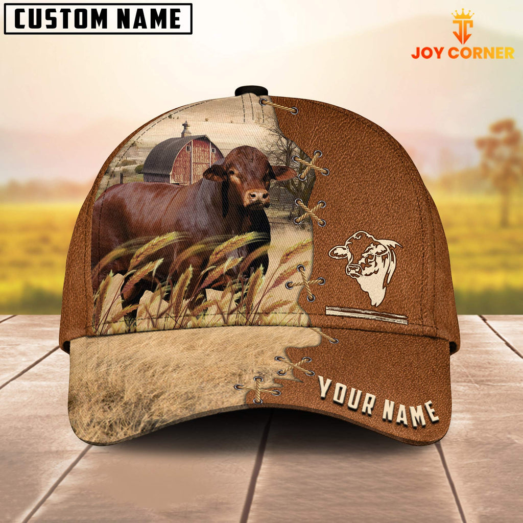 Beefmaster Custom Name Brown Leather Pattern Cap