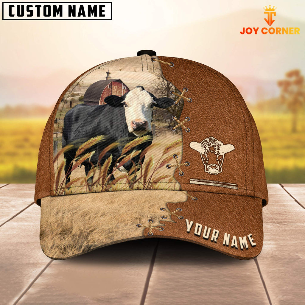 Black Baldy Custom Name Brown Leather Pattern Cap
