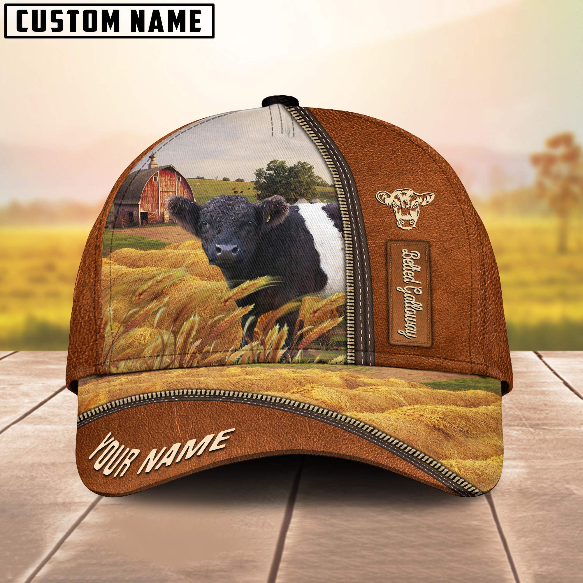 Personalized Name Belted Galloway Barn Farm Cap