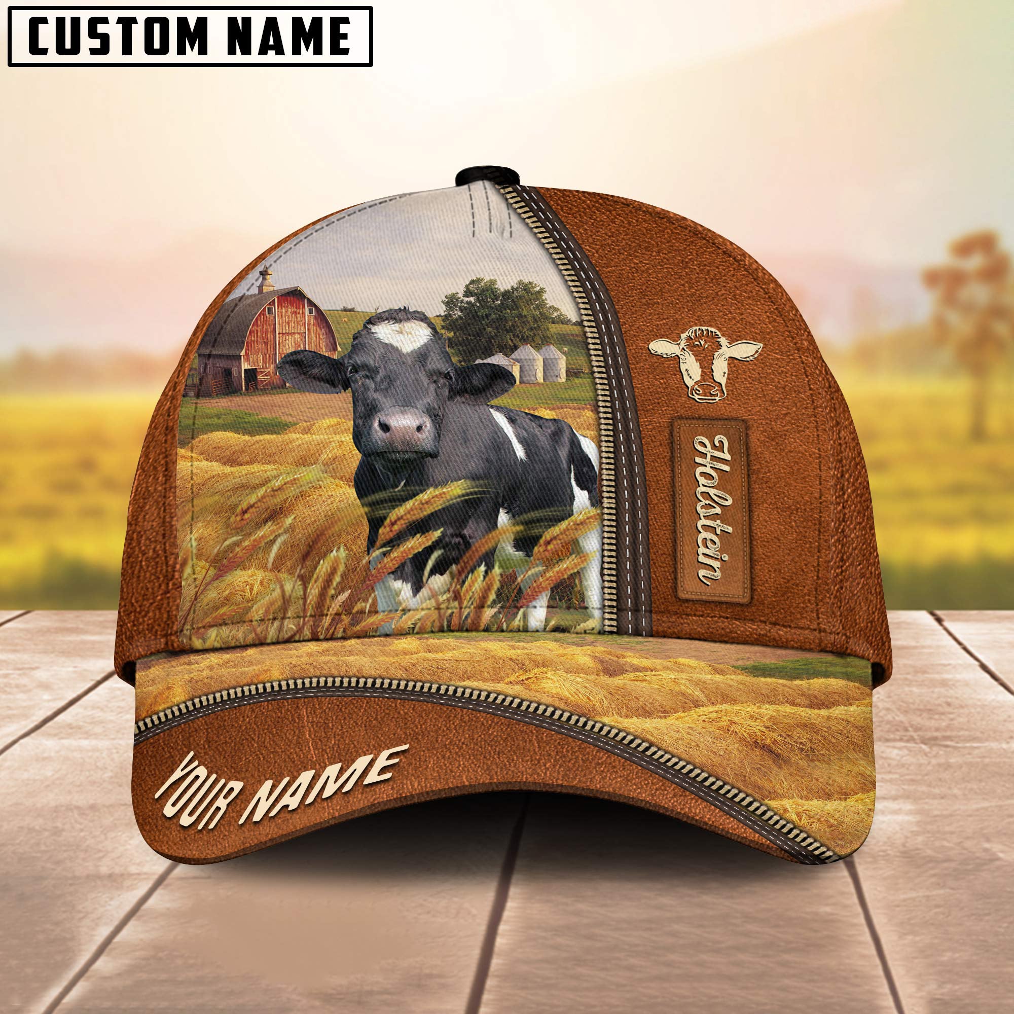Personalized Name Holstein Barn Farm Cap