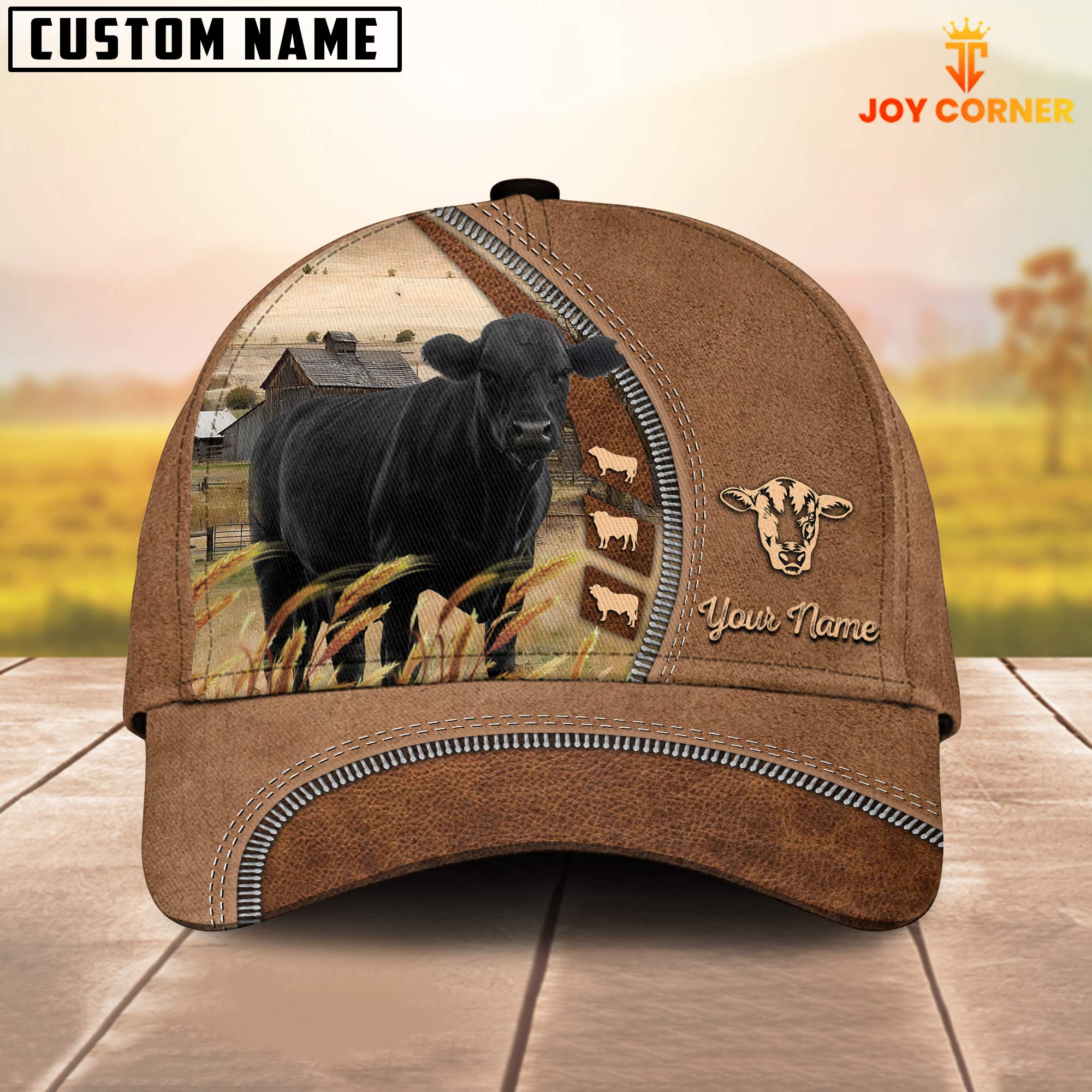Black Angus Farming Land Customized Name Cap
