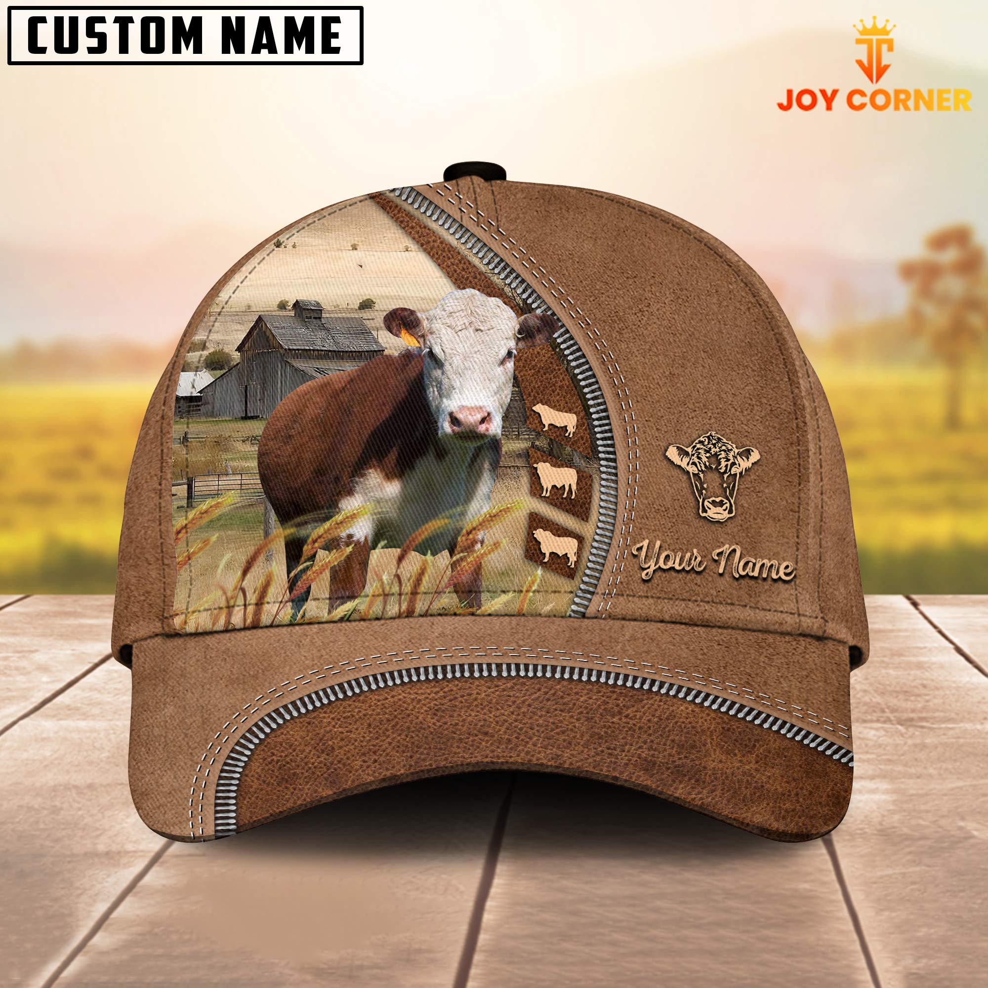 Hereford Farming Land Customized Name Cap