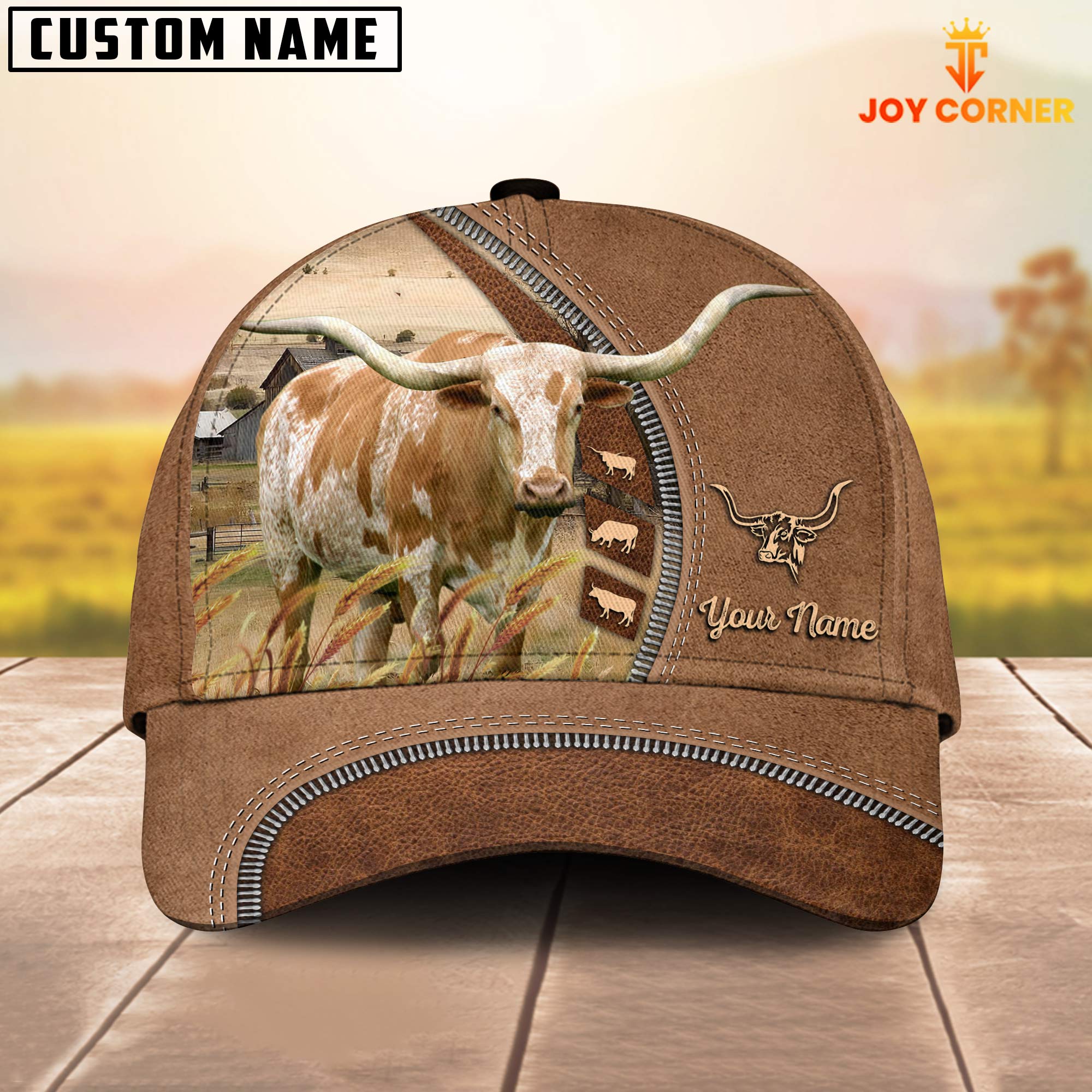 Texas Longhorn Farming Land Customized Name Cap