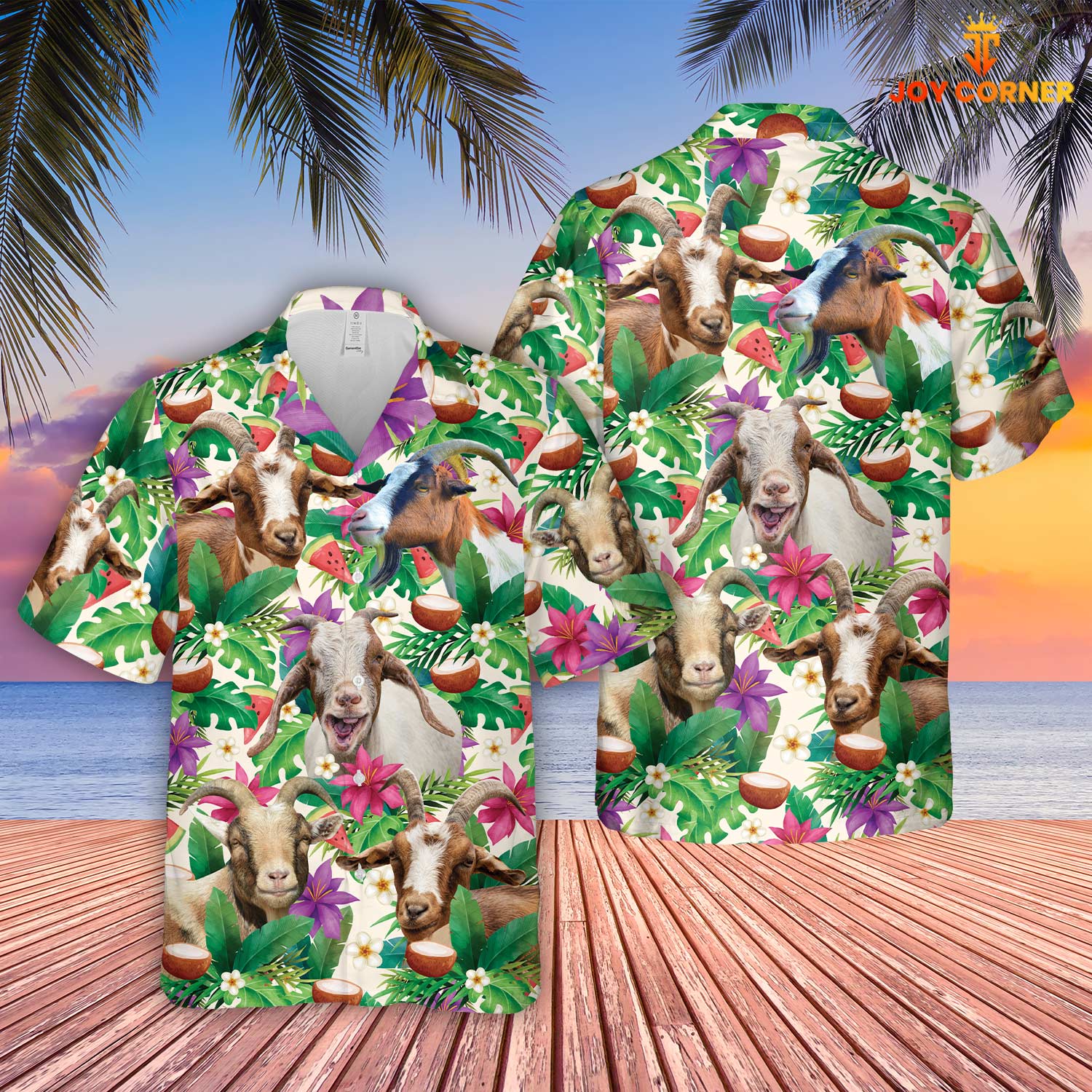 Unique Goat Summer Floral 3D Hawaiian Shirt