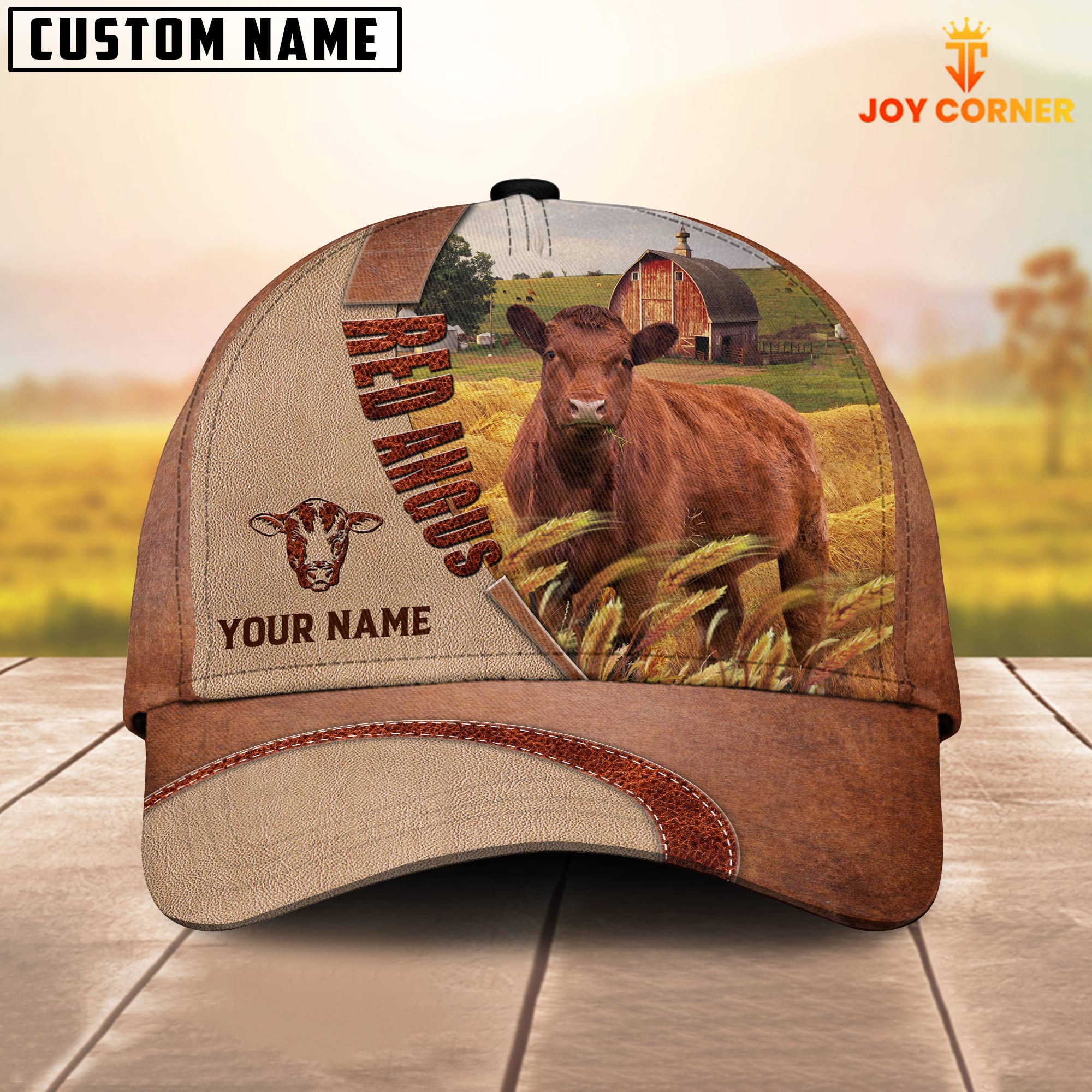 Personalized Name Red Angus Farm Barn Cap