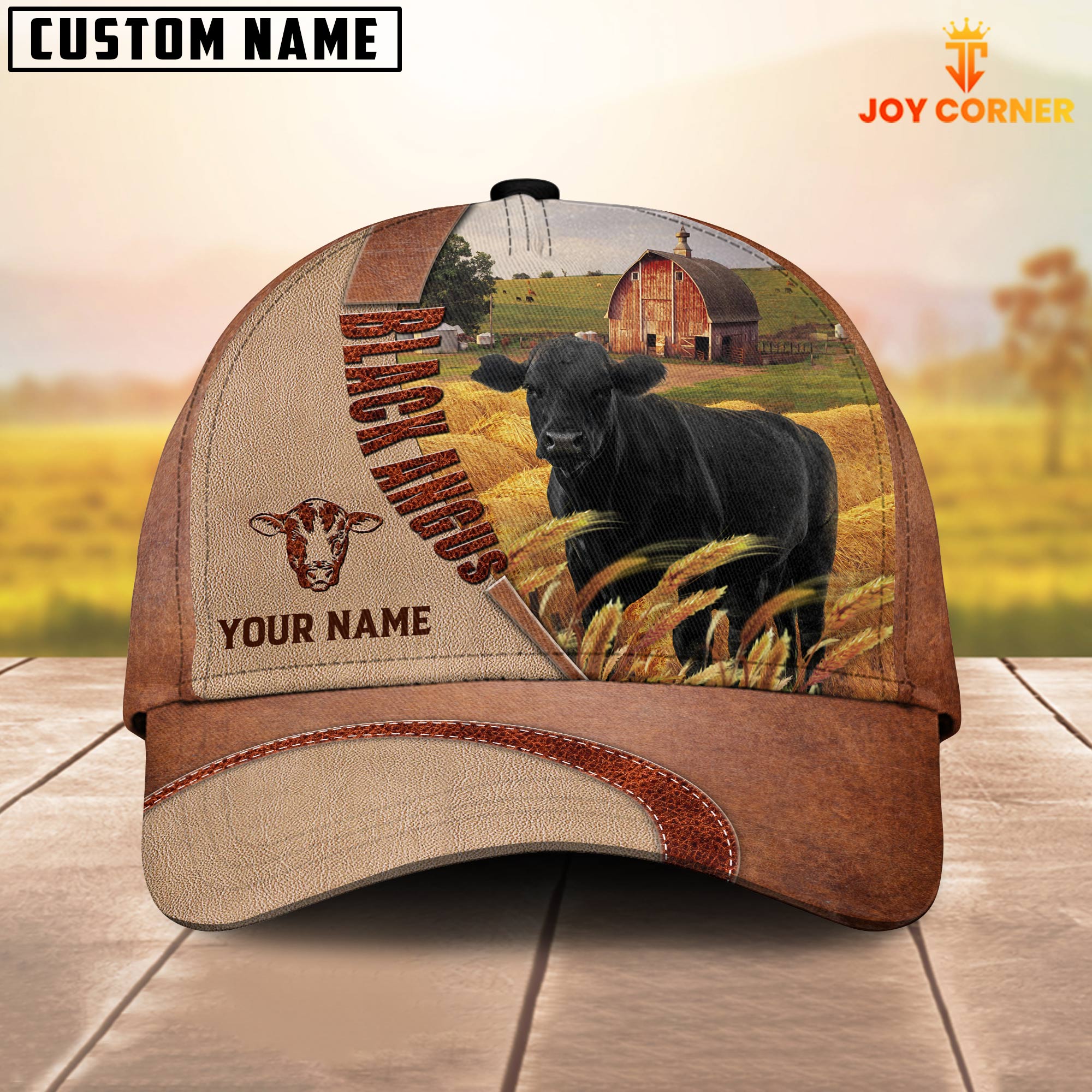 Personalized Name Black Angus Farm Barn Cap