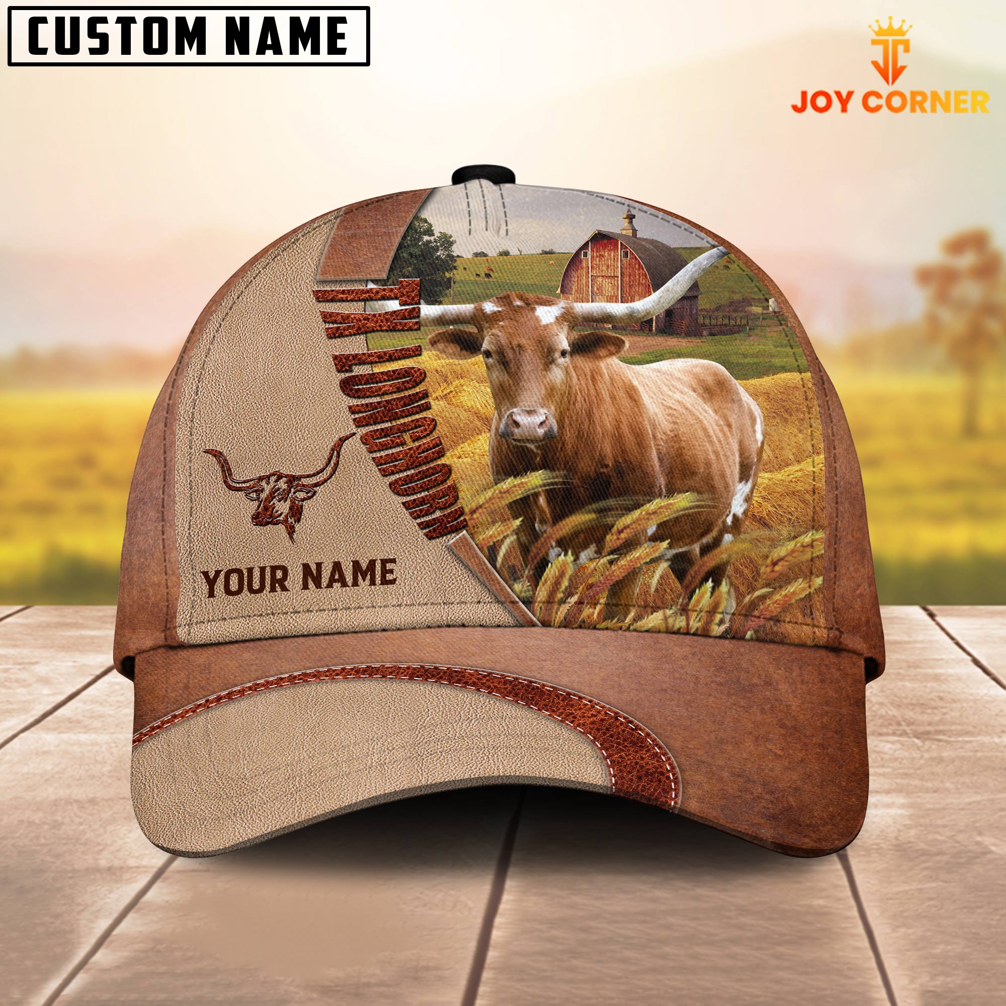 Personalized Name Texas Longhorn Farm Barn Cap