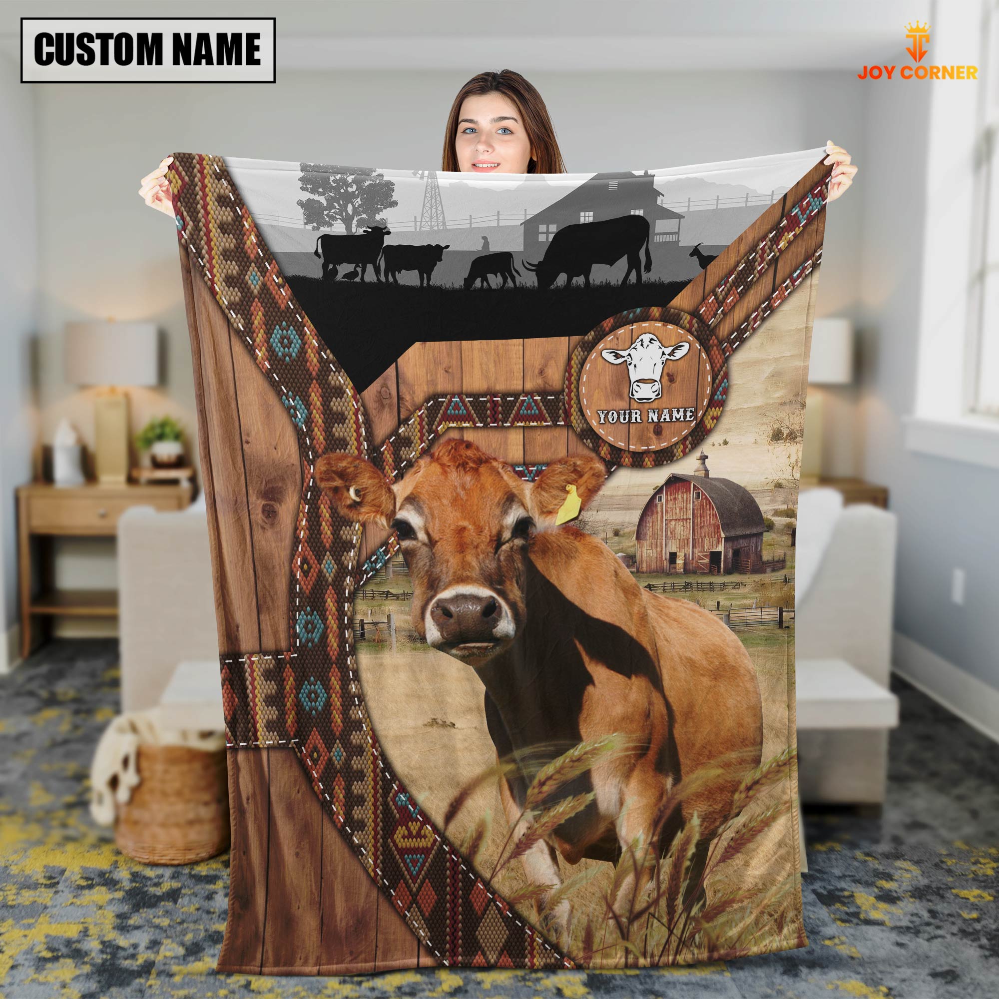 Jersey Custom Name Brocade Pattern Blanket