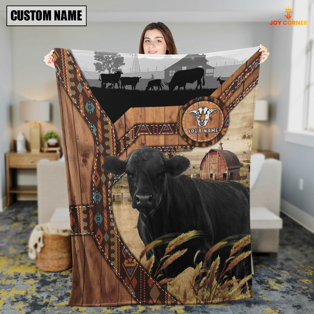 Black Angus Custom Name Brocade Pattern Blanket