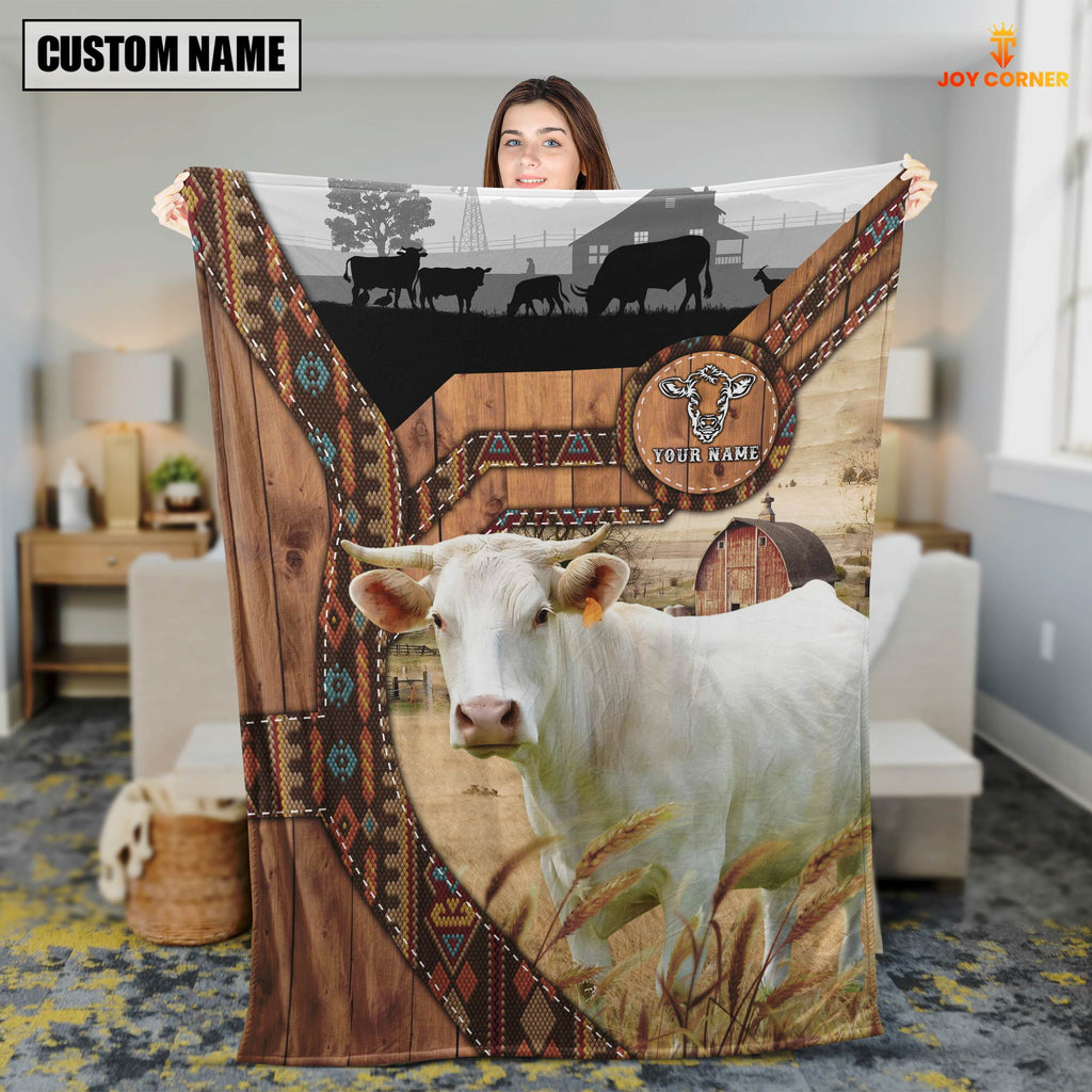 Charolais Custom Name Brocade Pattern Blanket