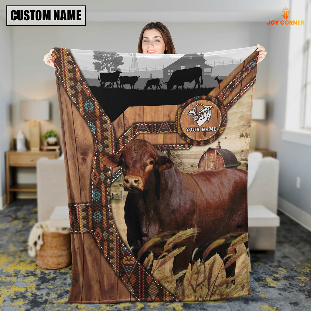 Beefmaster Custom Name Brocade Pattern Blanket
