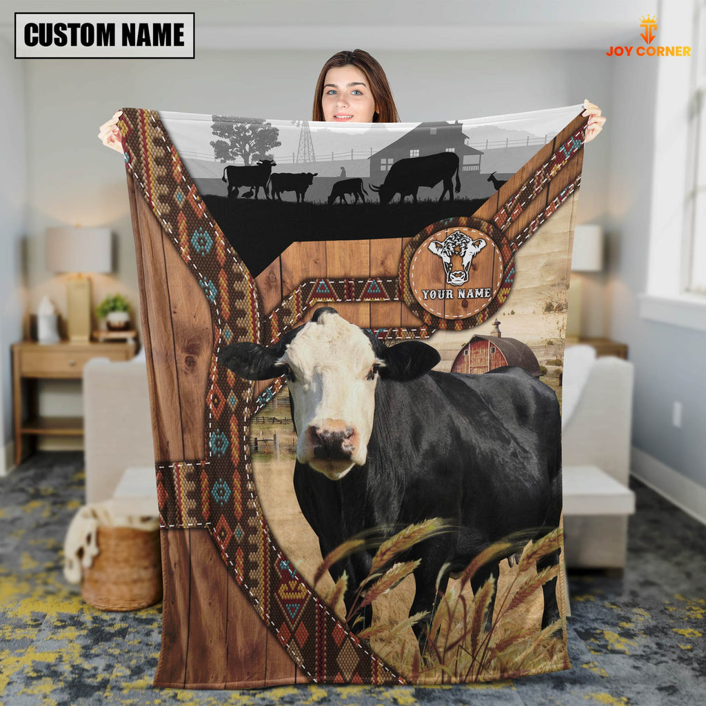 Black Baldy Custom Name Brocade Pattern Blanket