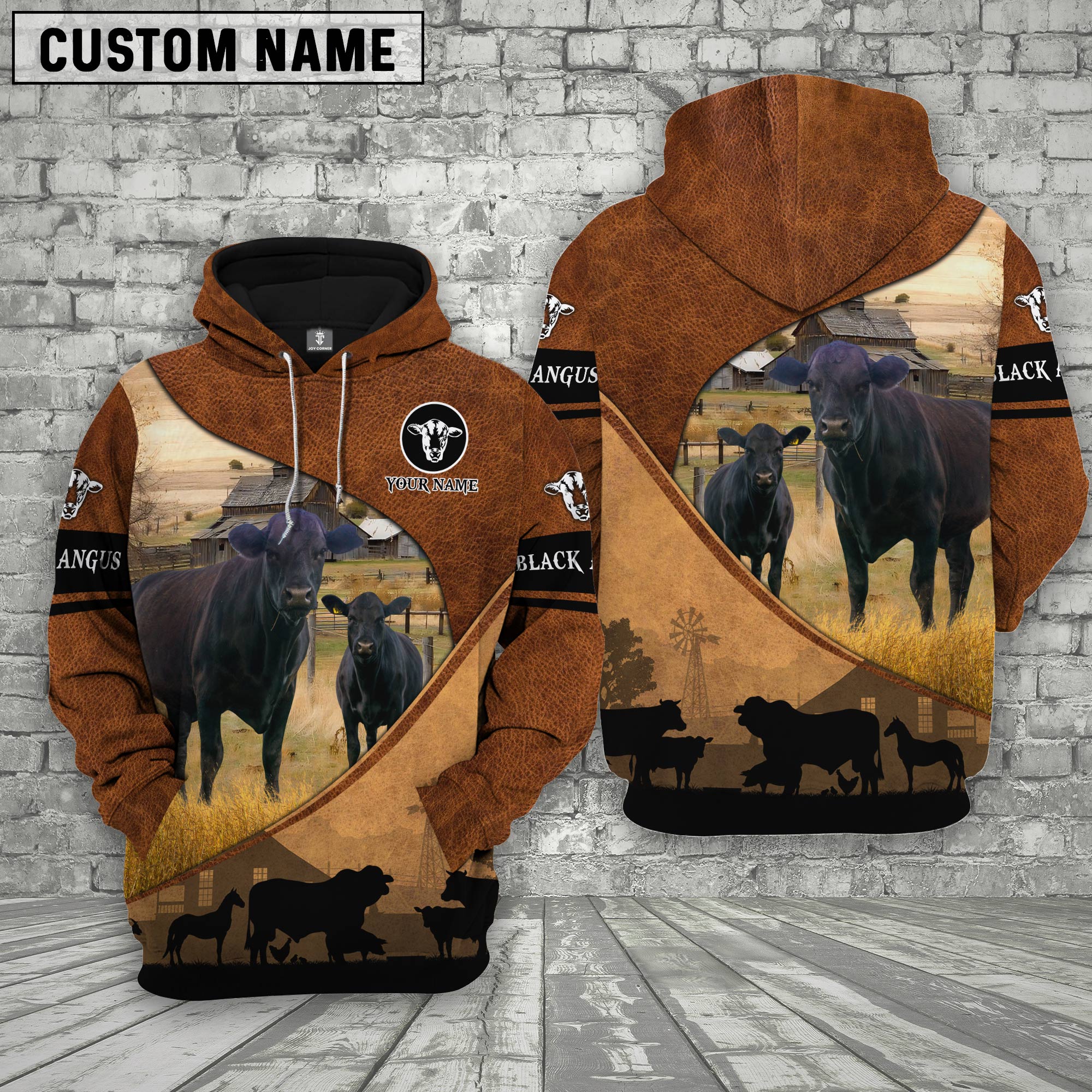 Black Angus Farming Dark Brown Personalized 3D Hoodie
