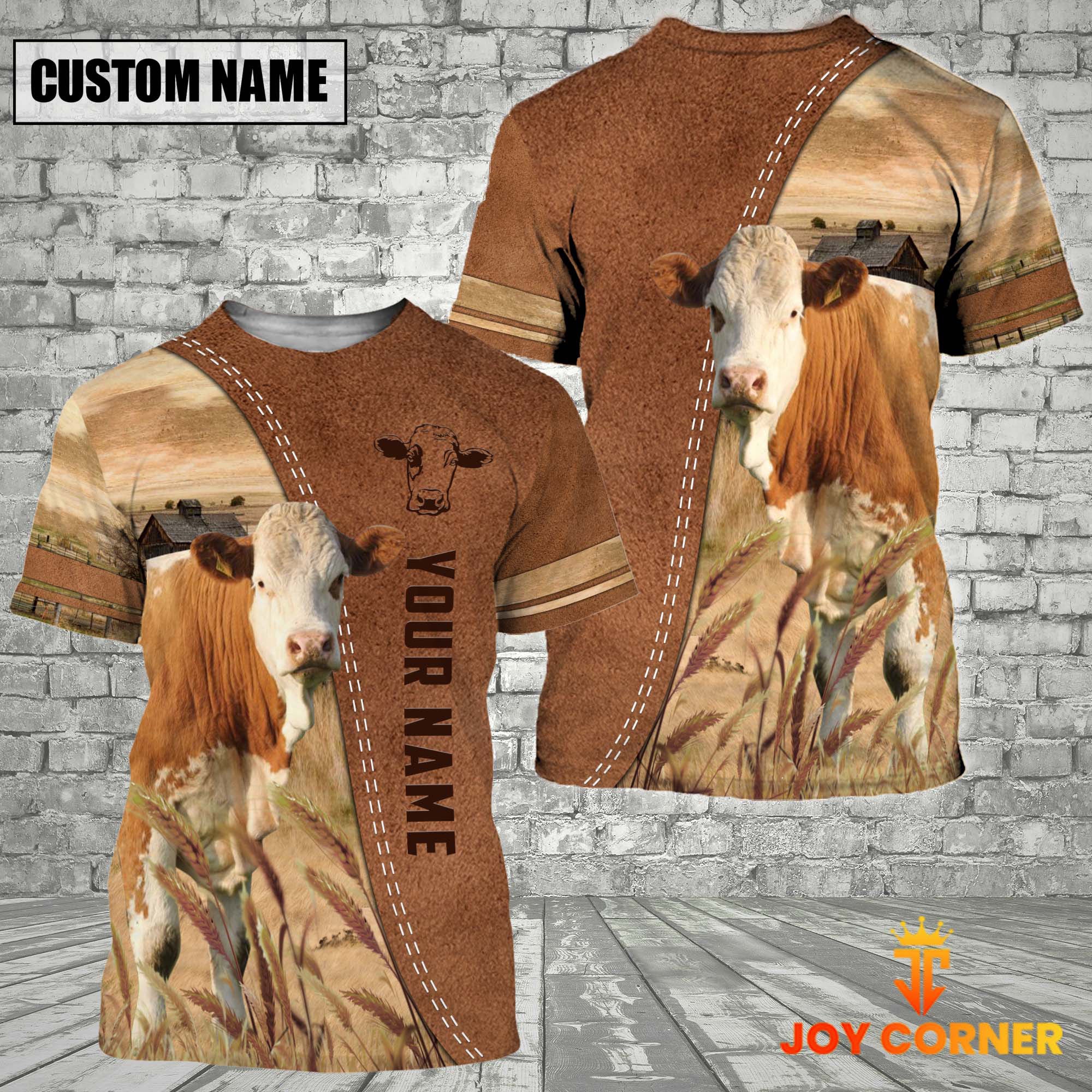 Personalized Name Fleckvieh Brown 3D Shirt