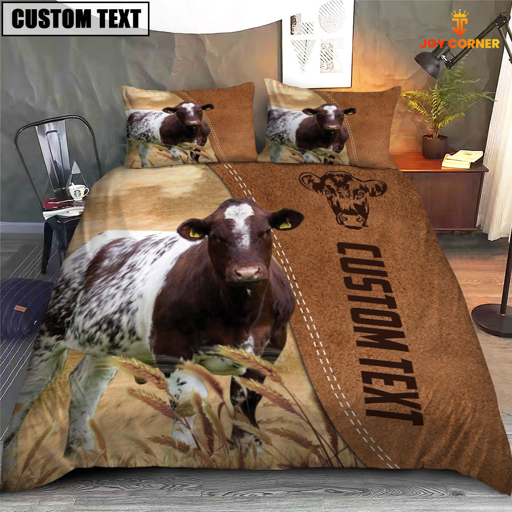 Custom Name Shorthorn Cattle Brown Bedding Set