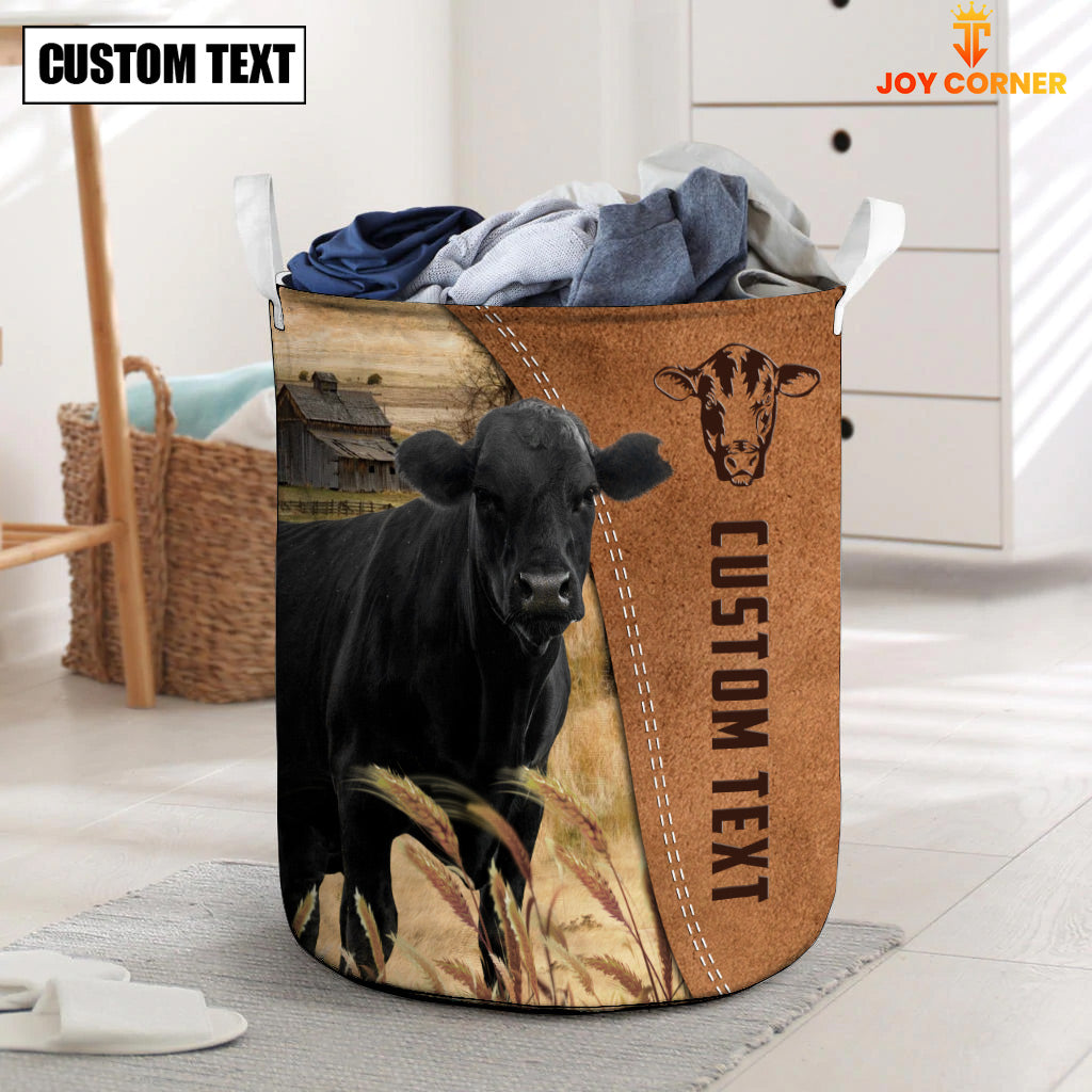 Black Angus Brown Farm Custom Name Laundry Basket