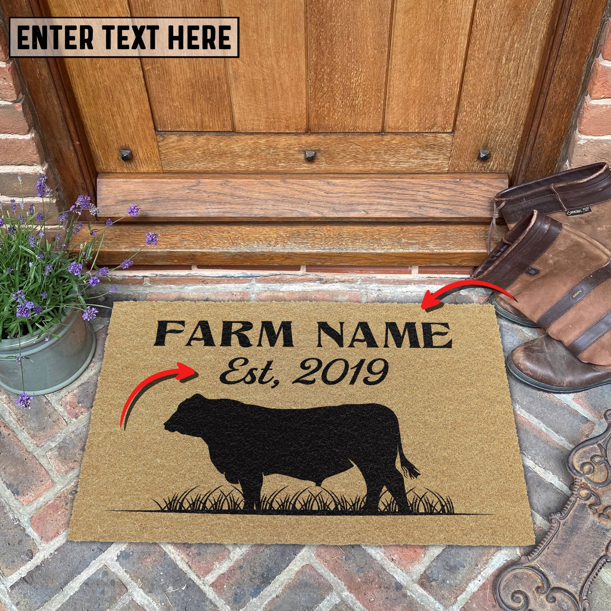 Angus Custom Farm Name Custom Year Coir Doormat