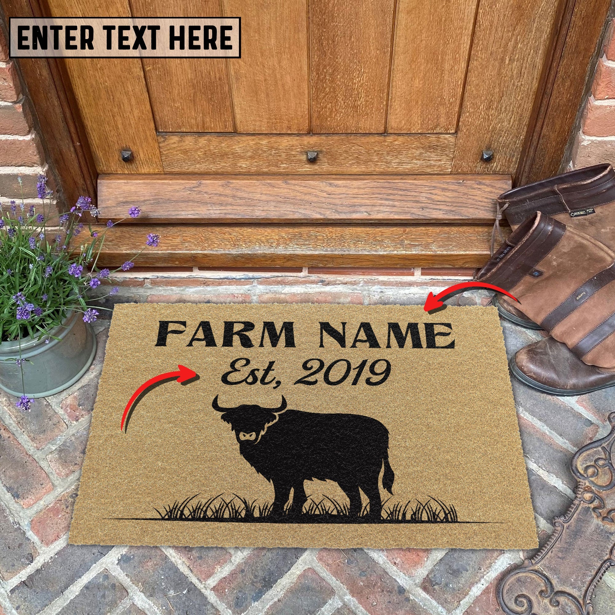 Highland Custom Farm Name Custom Year Coir Doormat